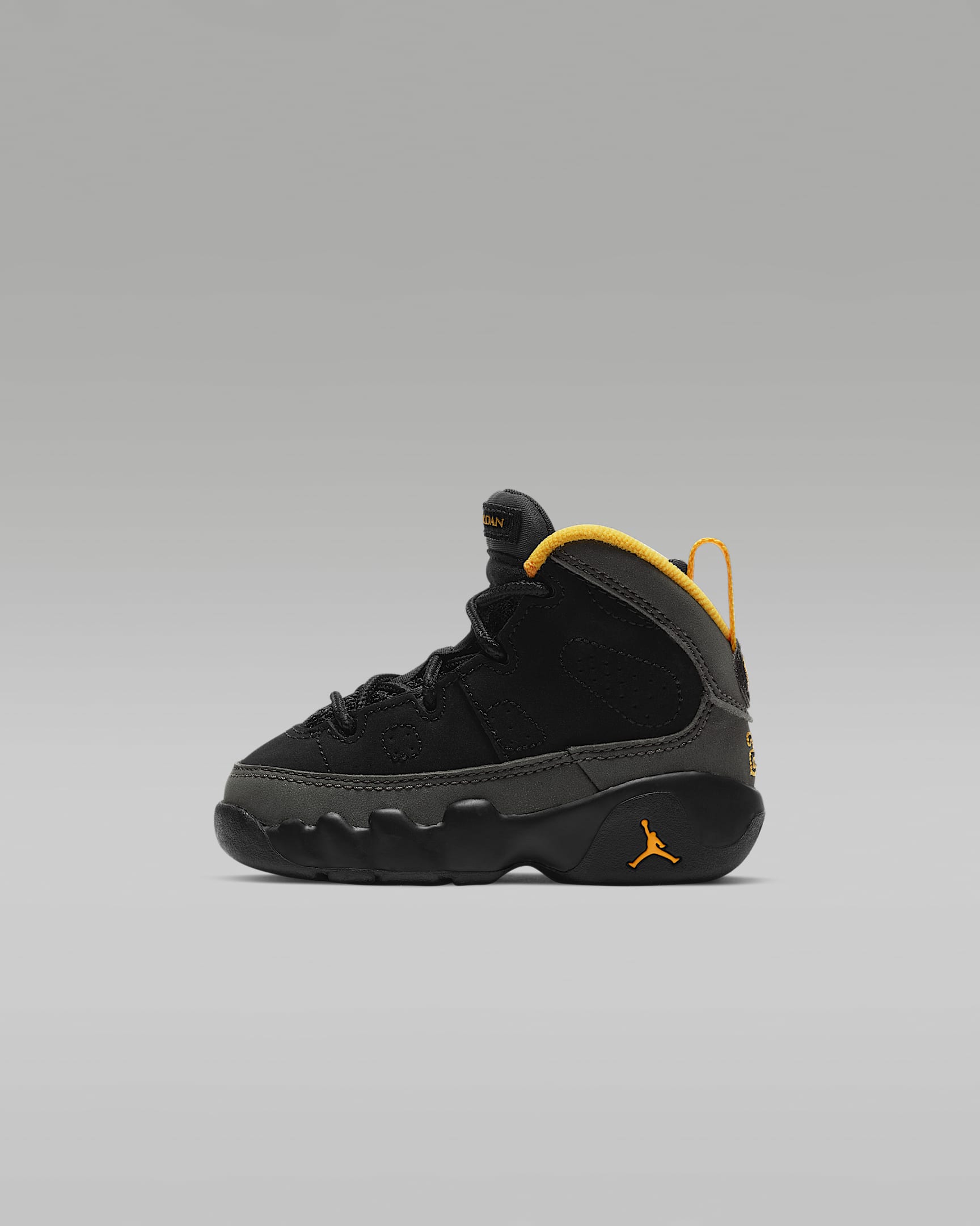 Jordan 9 Retro Baby/Toddler Shoes - Black/Dark Charcoal/University Gold