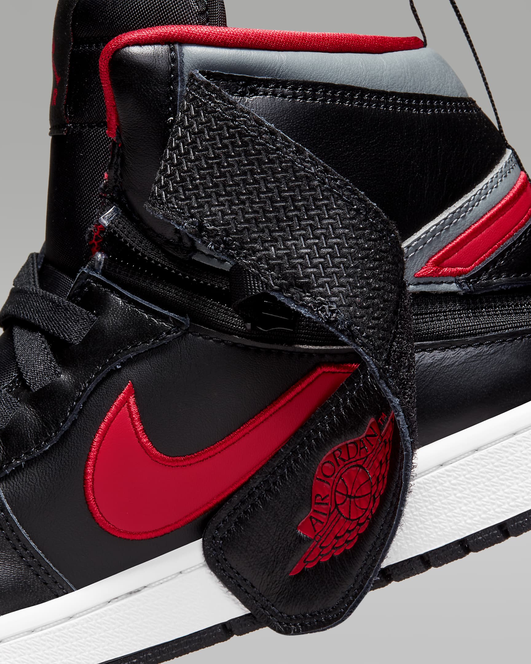 Air Jordan 1 Hi FlyEase Men's Shoes - Black/Smoke Grey/White/Gym Red