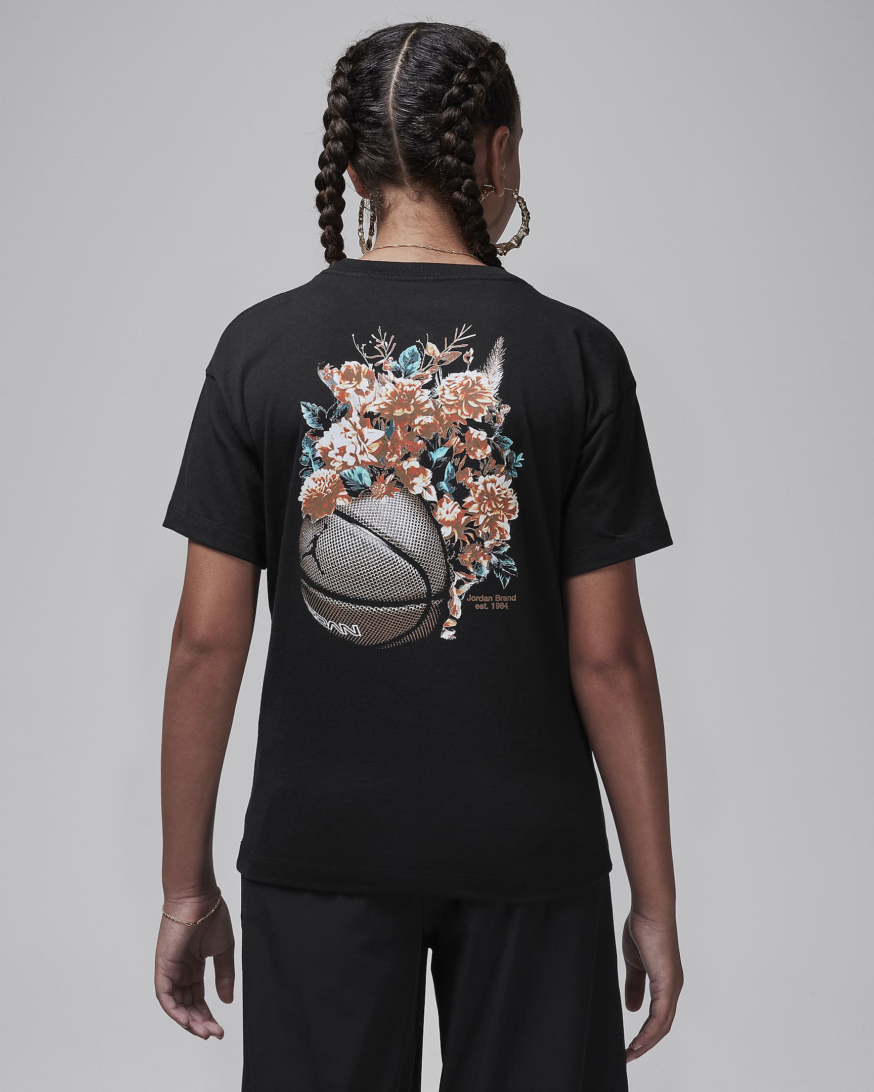 Jordan Older Kids' Floral Jumpman T-Shirt - Black