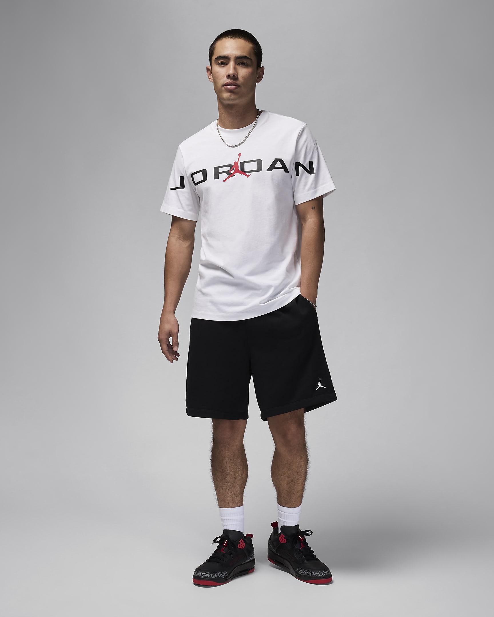 Playera para hombre Jordan - Blanco/Negro/Rojo gimnasio