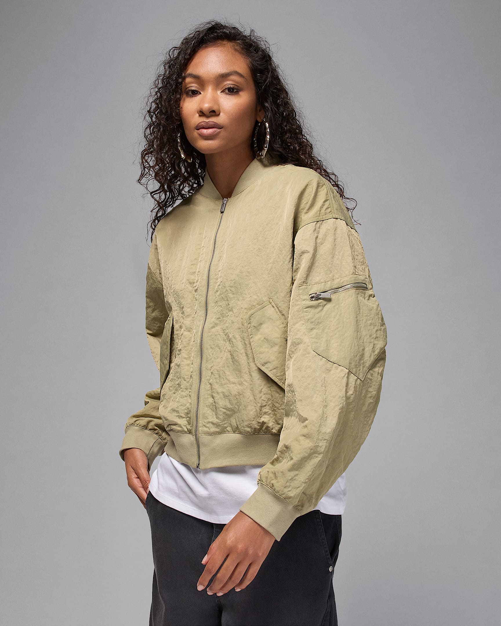 Jordan Flight Renegade Women's Jacket - Medium Khaki/Team Orange