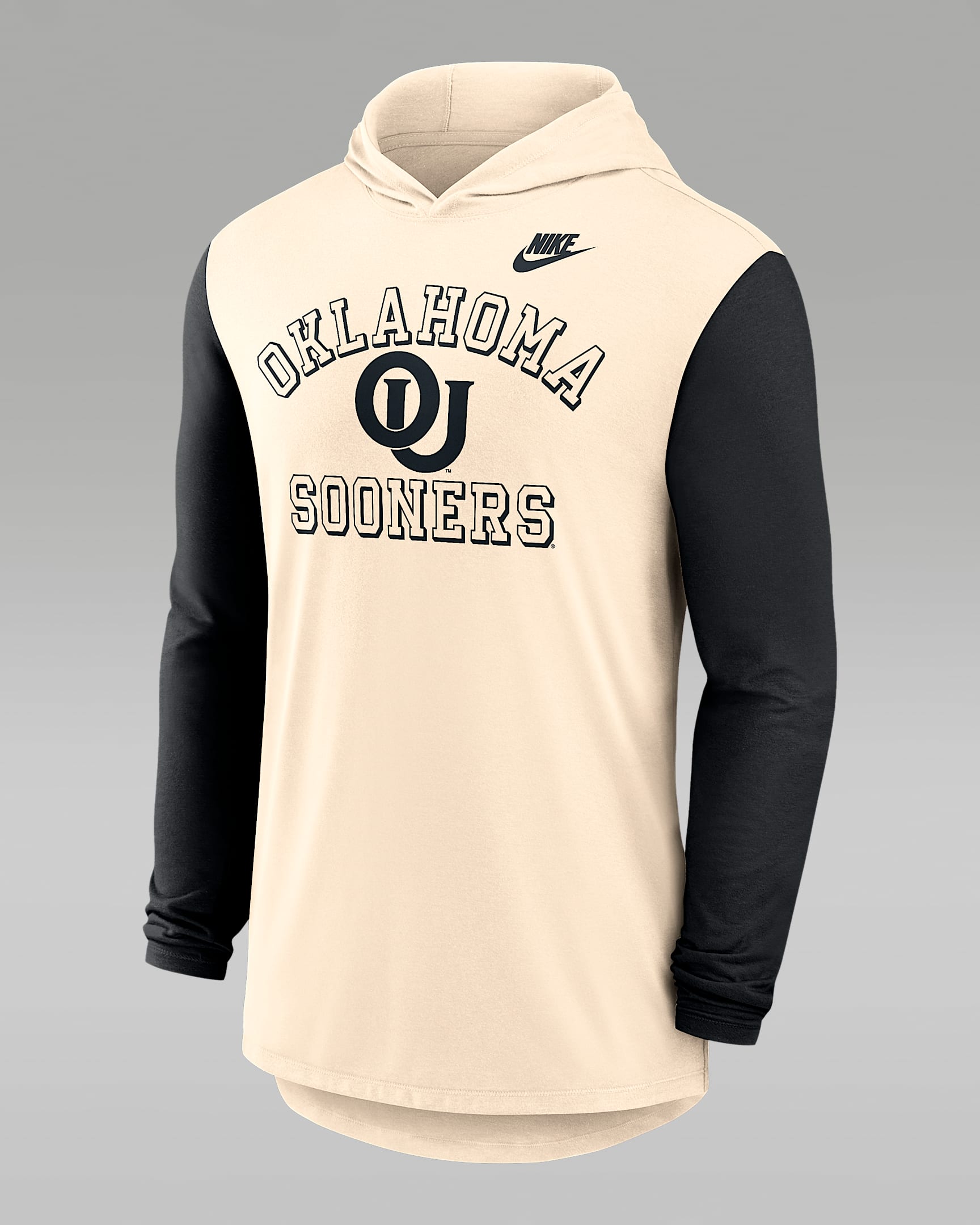 Oklahoma Legacy Men's Nike Dri-FIT College Long-Sleeve Hooded T-Shirt - Natural