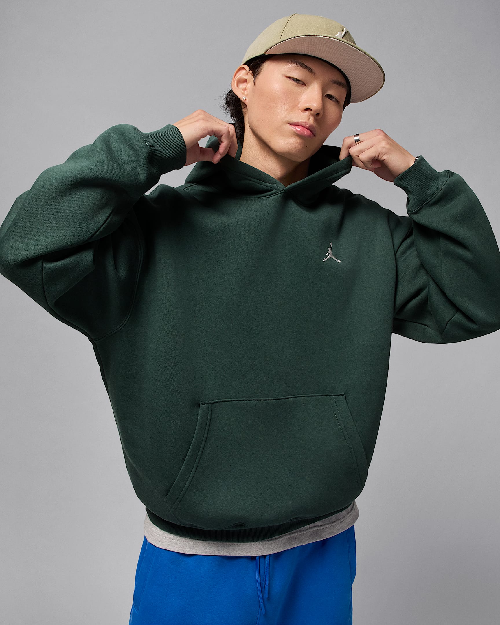 Jordan Brooklyn Fleece Men's Oversized Pullover Hoodie - Midnight Green/Sail