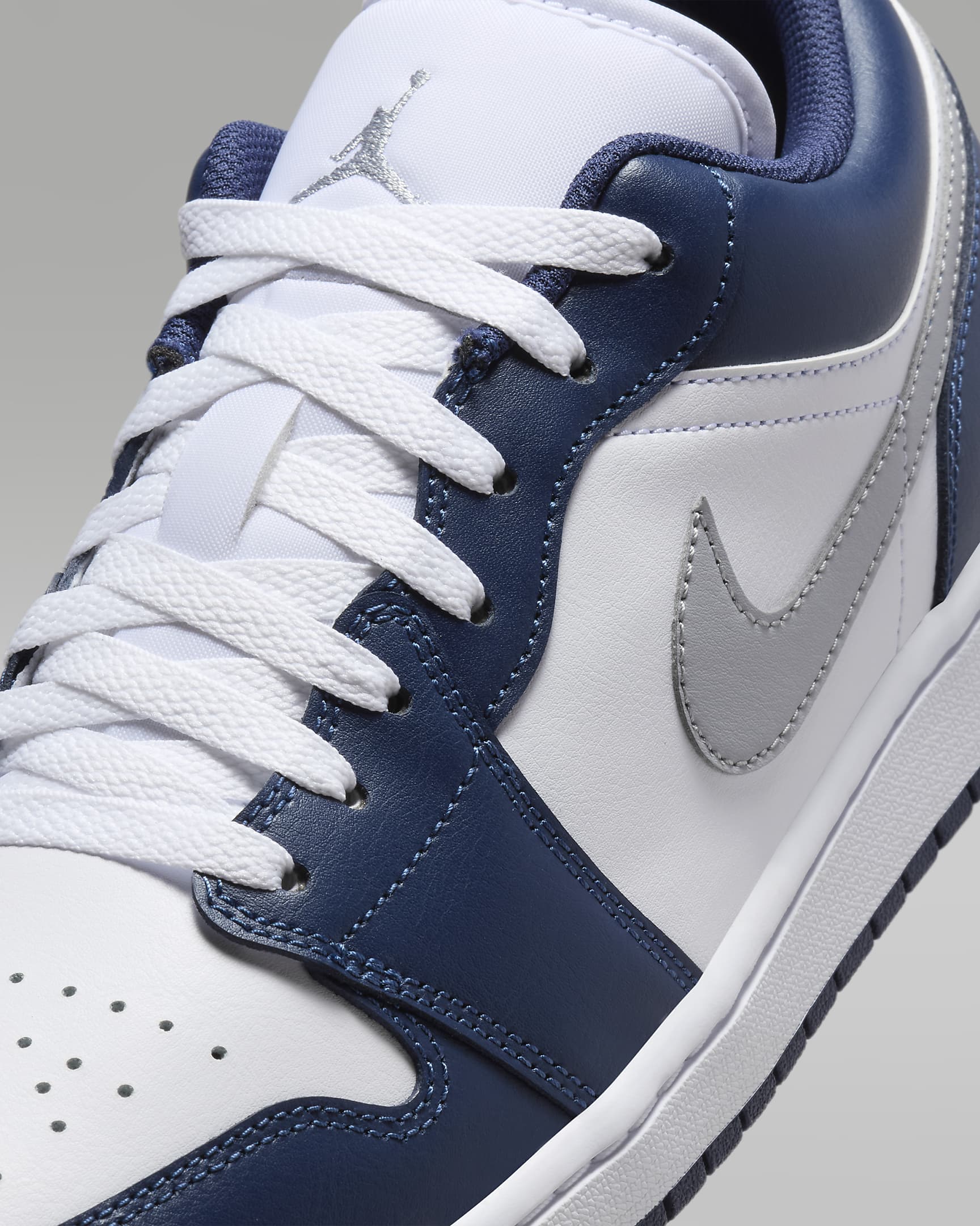 Air Jordan 1 Low Men's Shoes - White/Midnight Navy/Wolf Grey