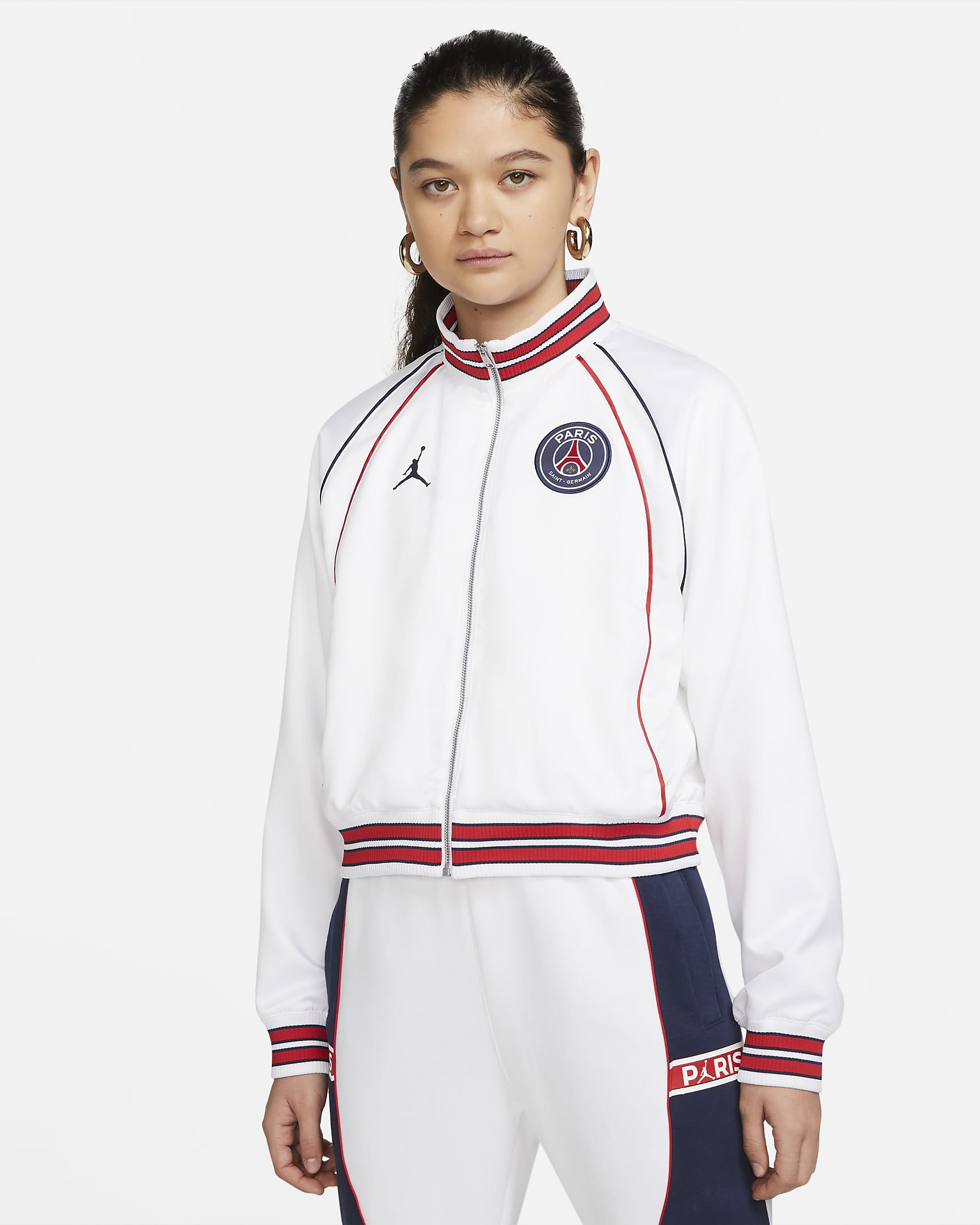 Chamarra para mujer Paris Saint-Germain Anthem - Blanco/Azul marino medianoche