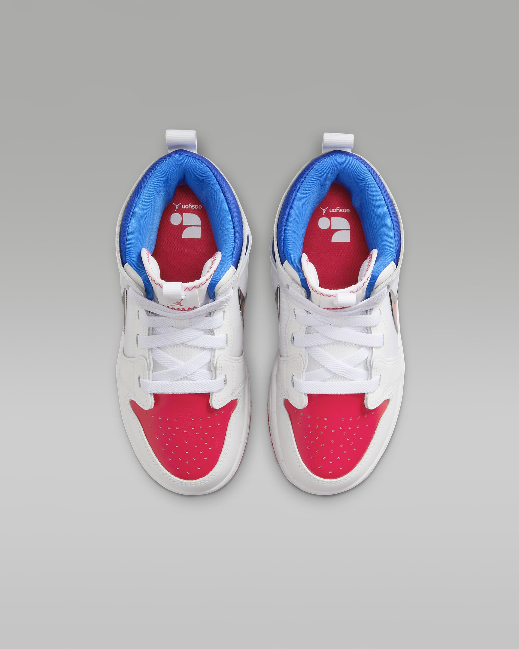 Jordan 1 Mid RM EasyOn Little Kids' Shoes - White/Racer Blue/Siren Red