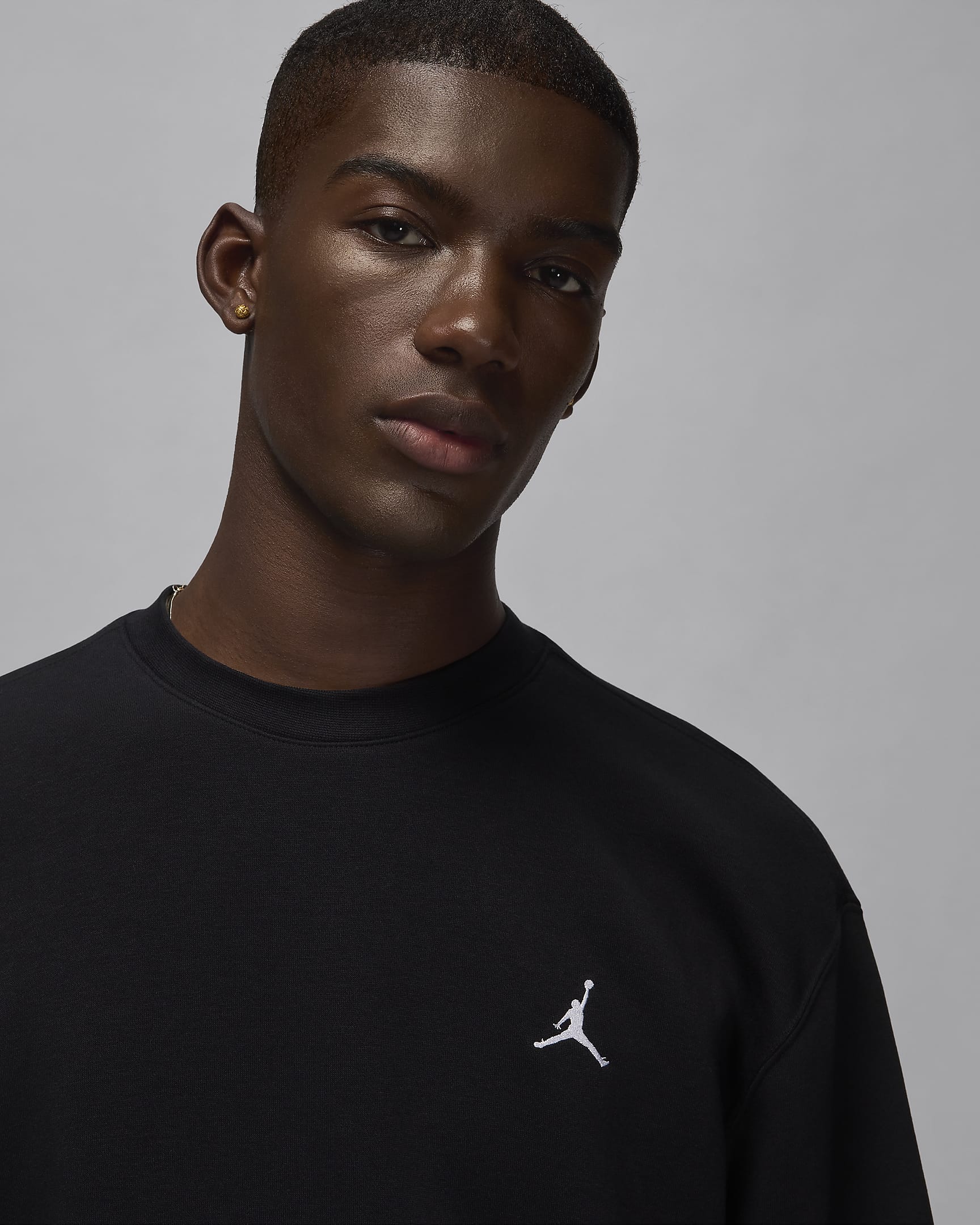 Sweat à col ras-du-cou en tissu Fleece Jordan Brooklyn pour homme - Noir/Blanc