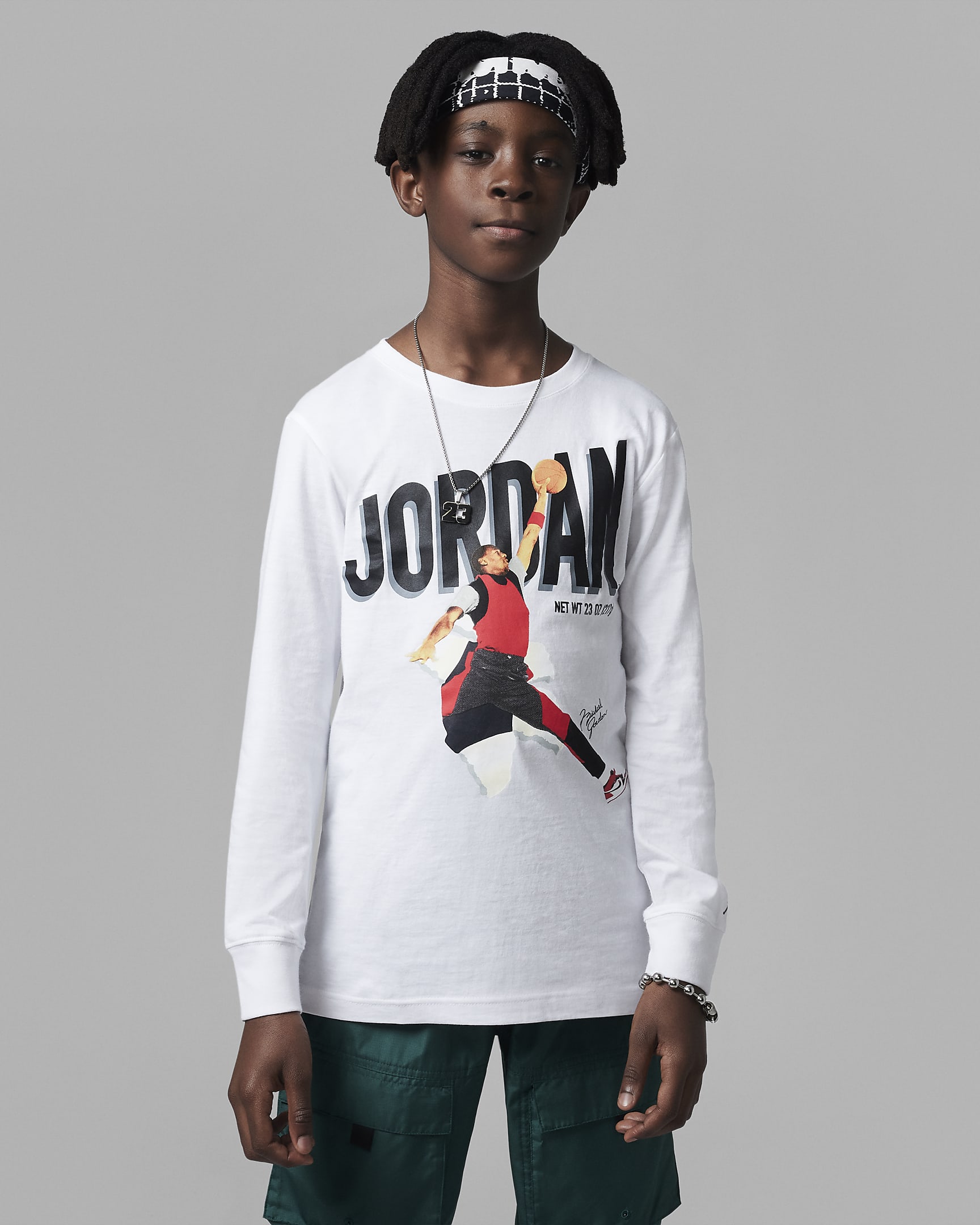 Jordan MVP Breakout Long Sleeve Tee Big Kids' (Boys') T-Shirt - White