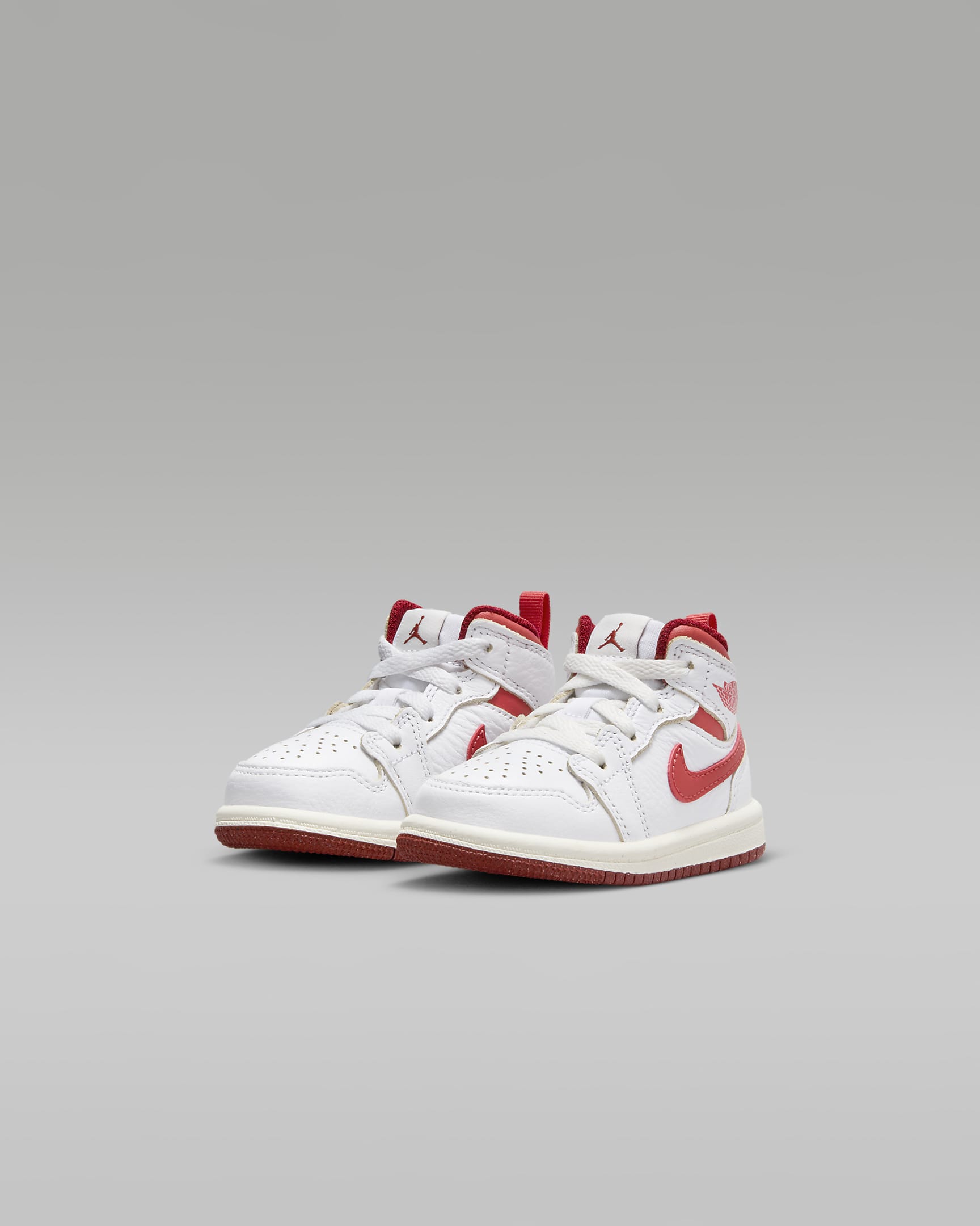 Jordan 1 Mid SE Baby/Toddler Shoes - White/Dune Red/Sail/Lobster