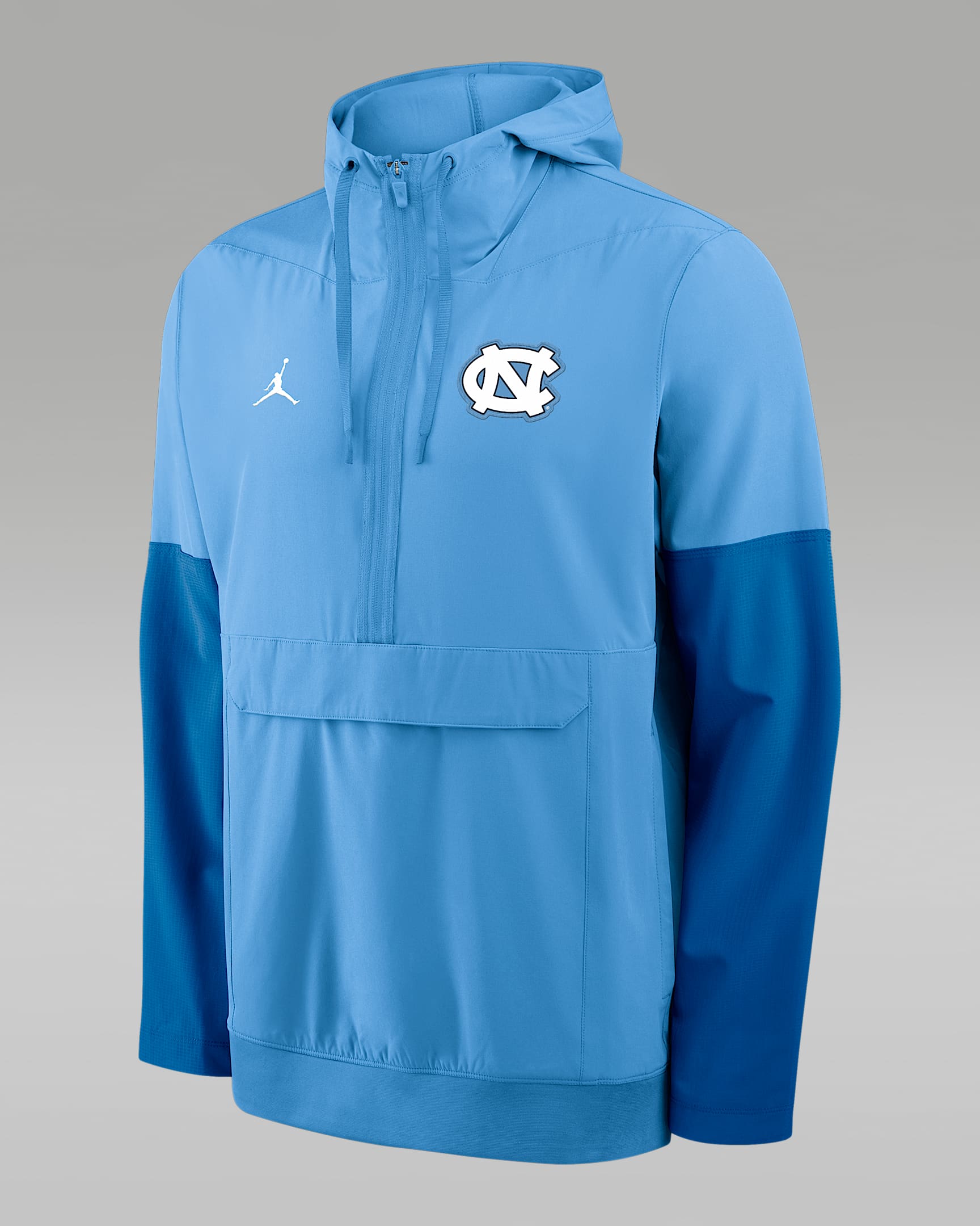 North Carolina Anorak Men's Jordan Brand College 1/2-Zip Hooded Jacket - Light Blue