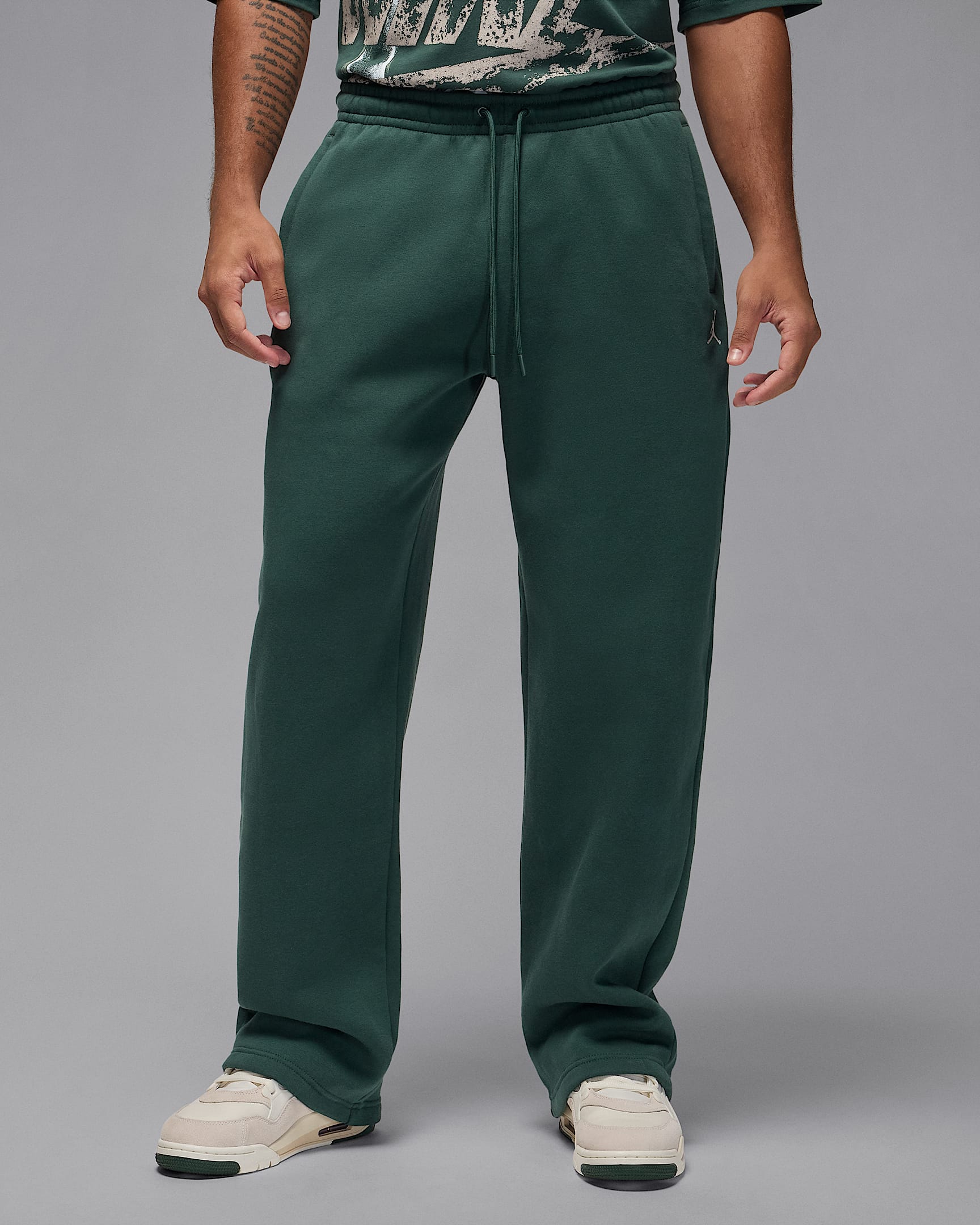 Pantalon oversize à ourlet fendu Jordan Brooklyn Fleece pour homme - Midnight Green/Sail