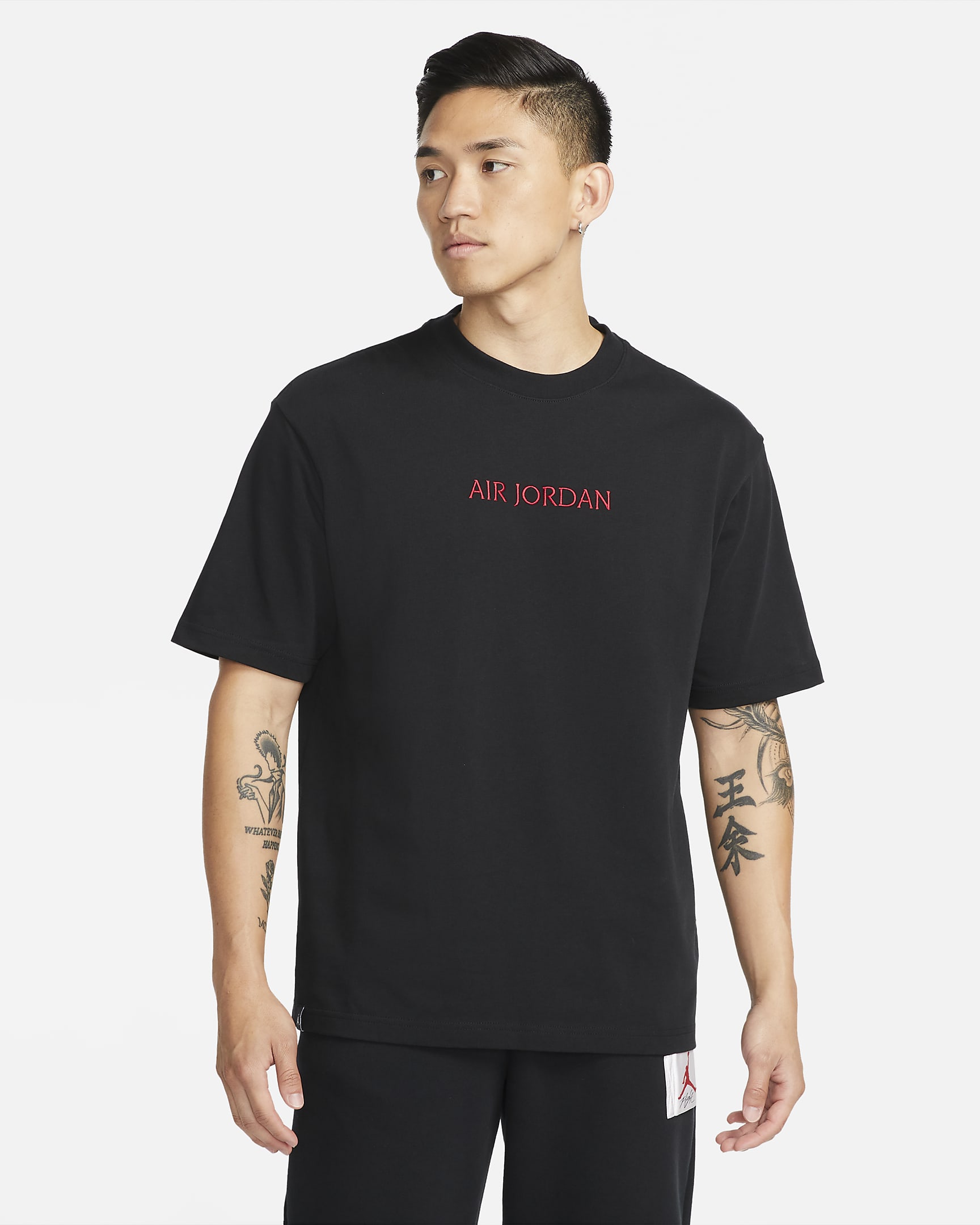 ジョーダン "Air Jordan" メンズ Tシャツ - ブラック/ジムレッド