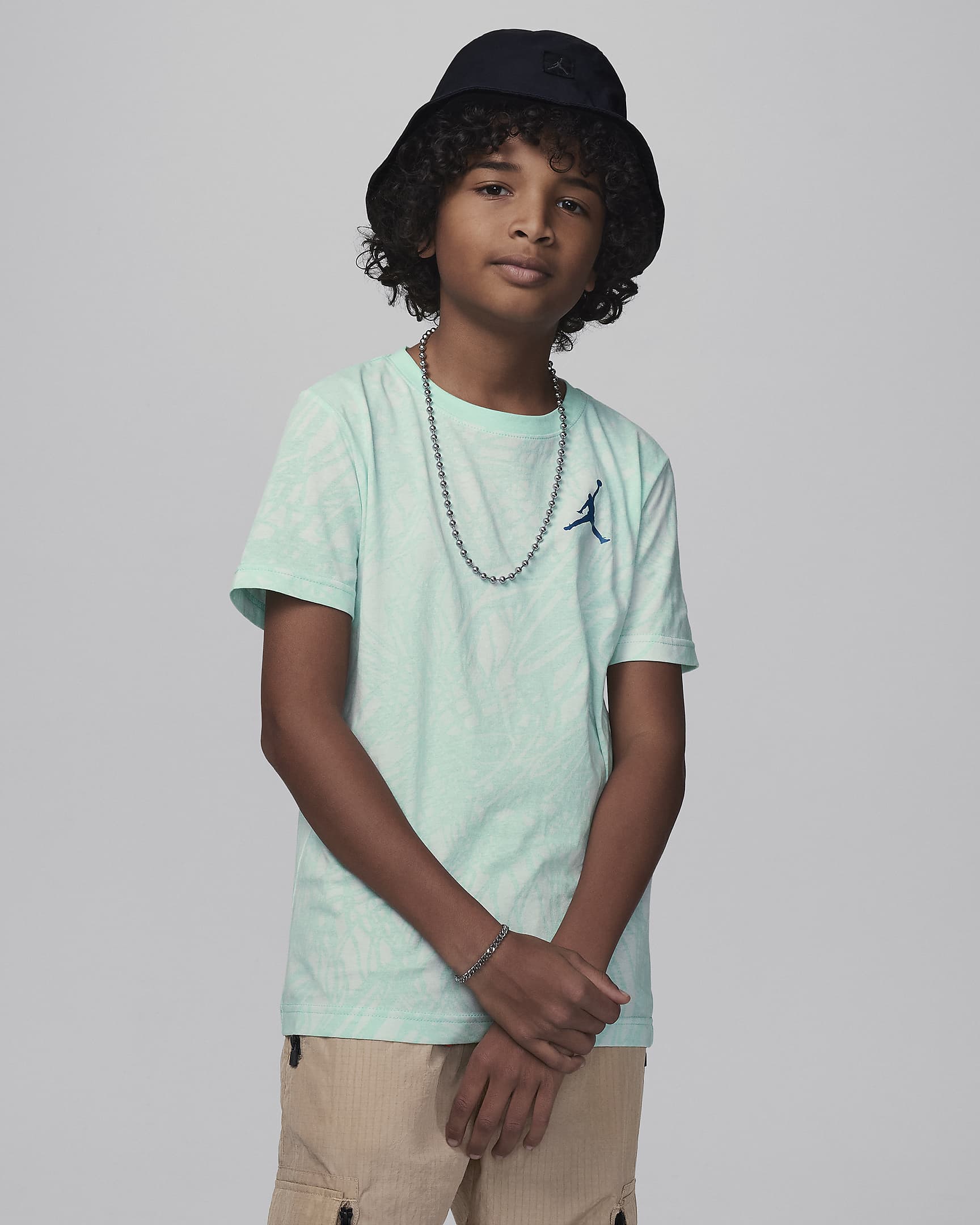 Jordan Big Kids' Net Flight Printed T-Shirt - Emerald Rise