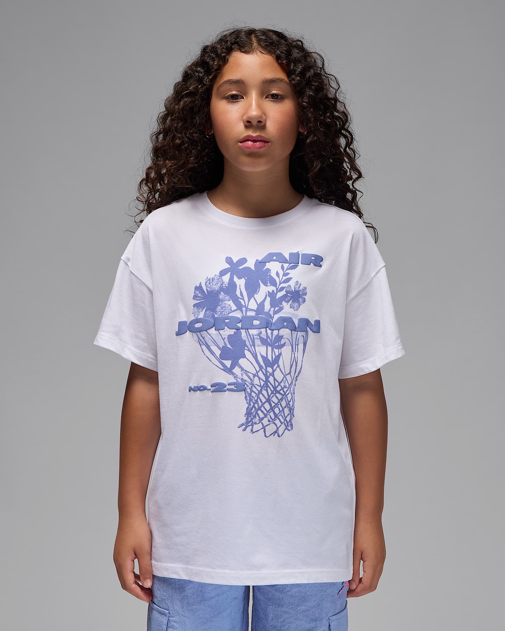 Jordan Big Kids' 23 Flowers T-Shirt - White