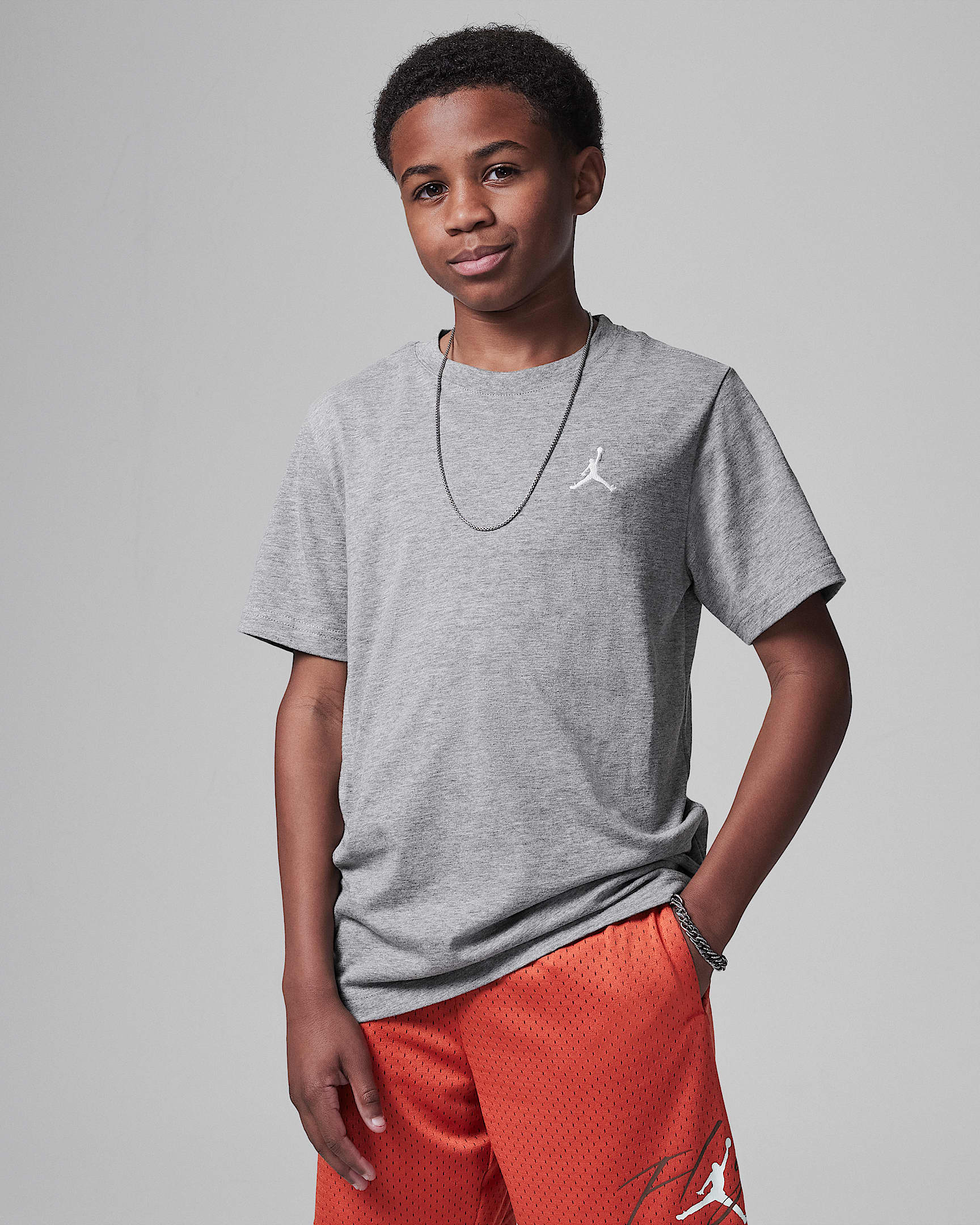 Jordan Older Kids' Jumpman Air Embroidered T-Shirt - Carbon Heather