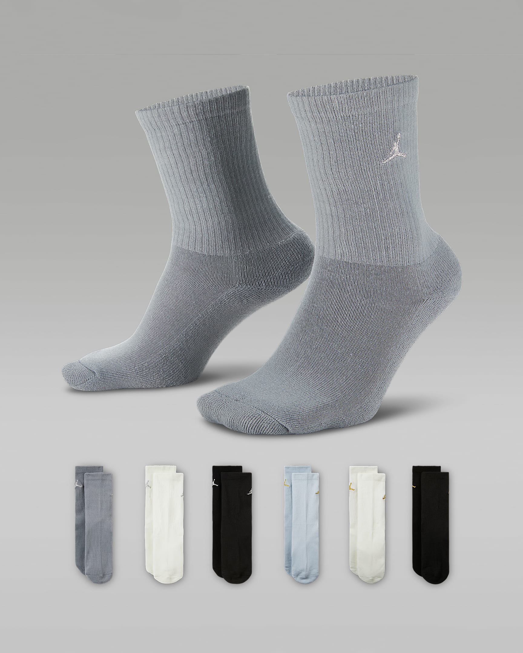 Jordan Everyday Essentials Older Kids' Crew Socks (6 Pairs) - Black/Sail