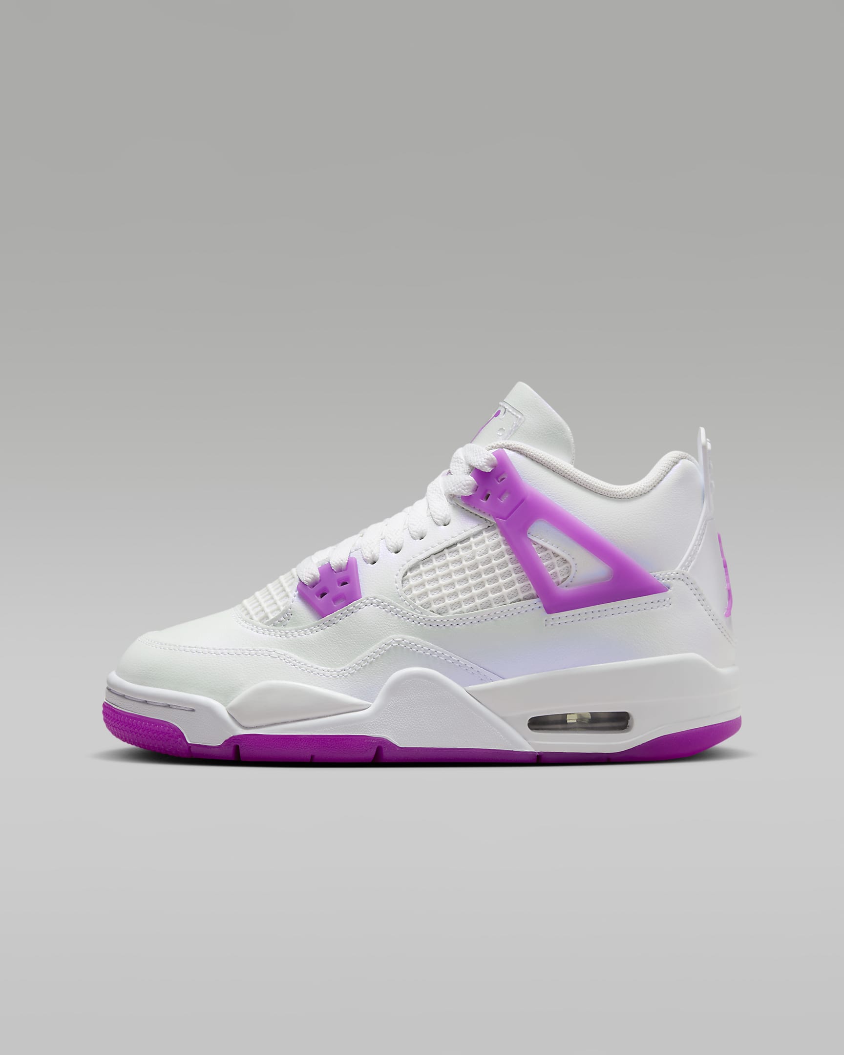 Air Jordan 4 Retro 大童鞋款 - 白色/Hyper Violet