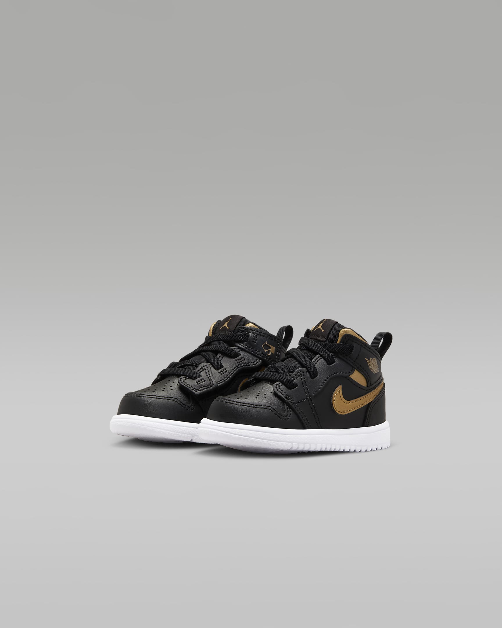 Chaussure Jordan 1 Mid Alt pour bébé et tout-petit - Noir/Blanc/Metallic Gold