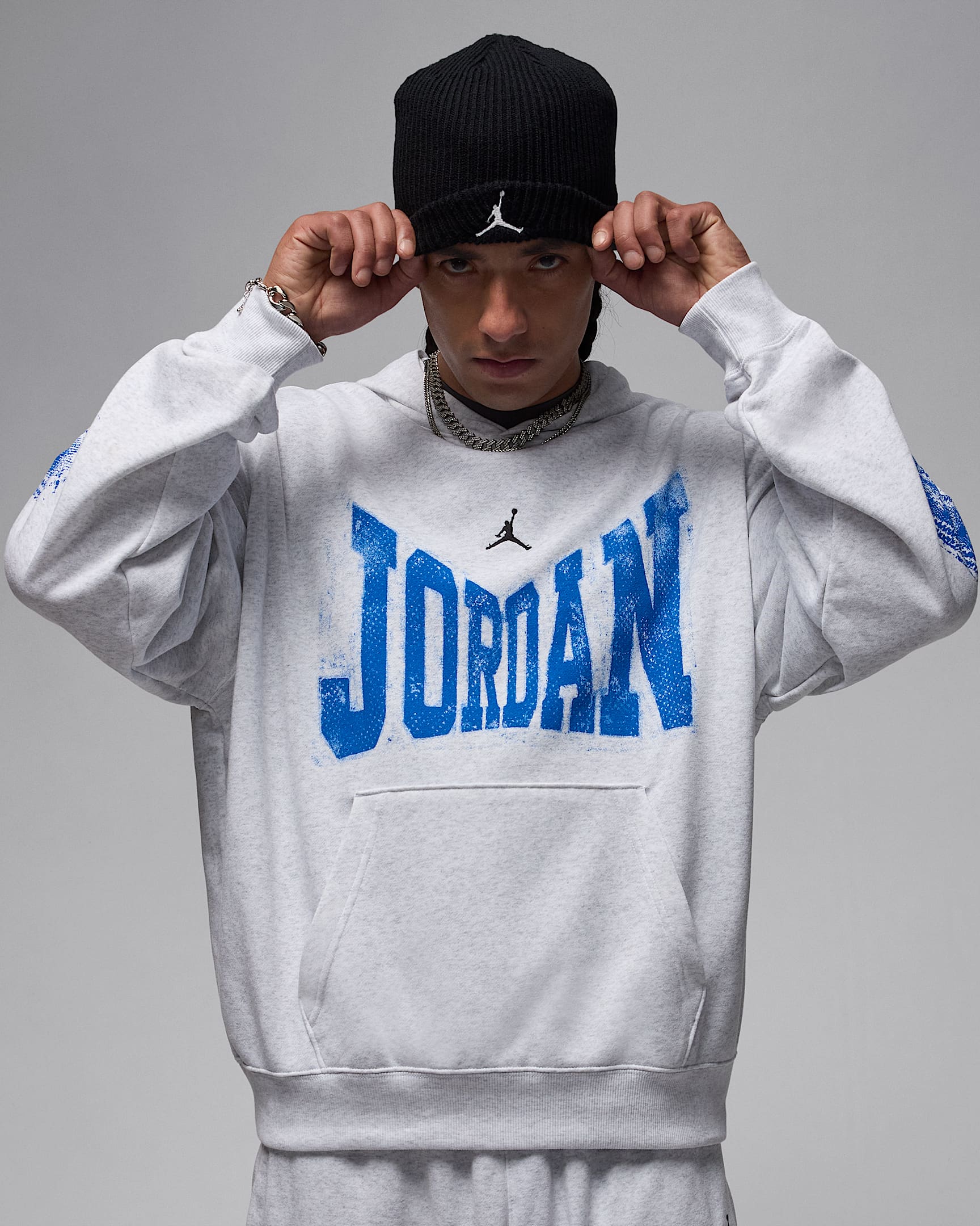 Jordan Brooklyn universiteitshoodie voor heren - Birch Heather/Zwart