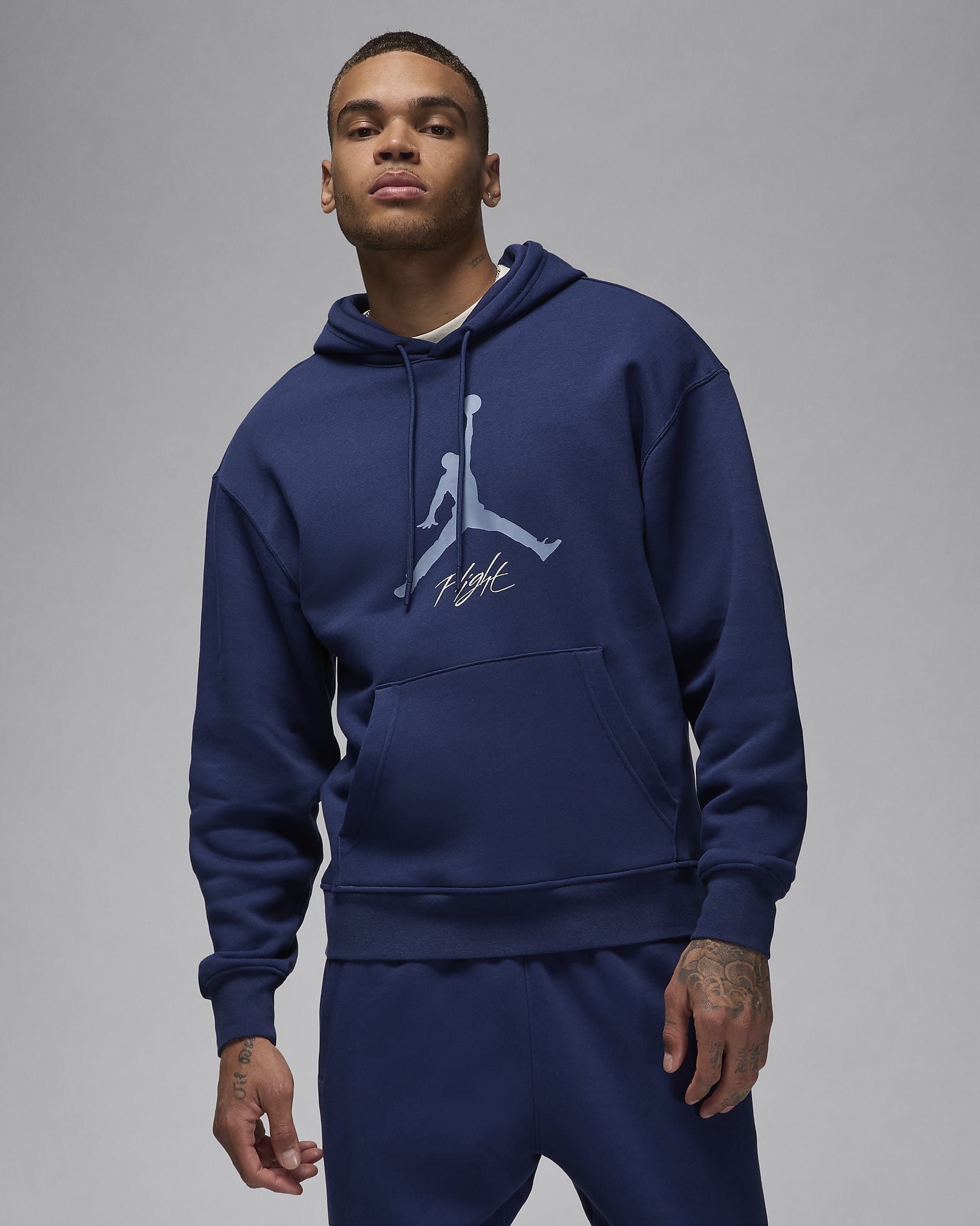 Jordan Essentials fleecehettegenser til herre - Midnight Navy/Ashen Slate