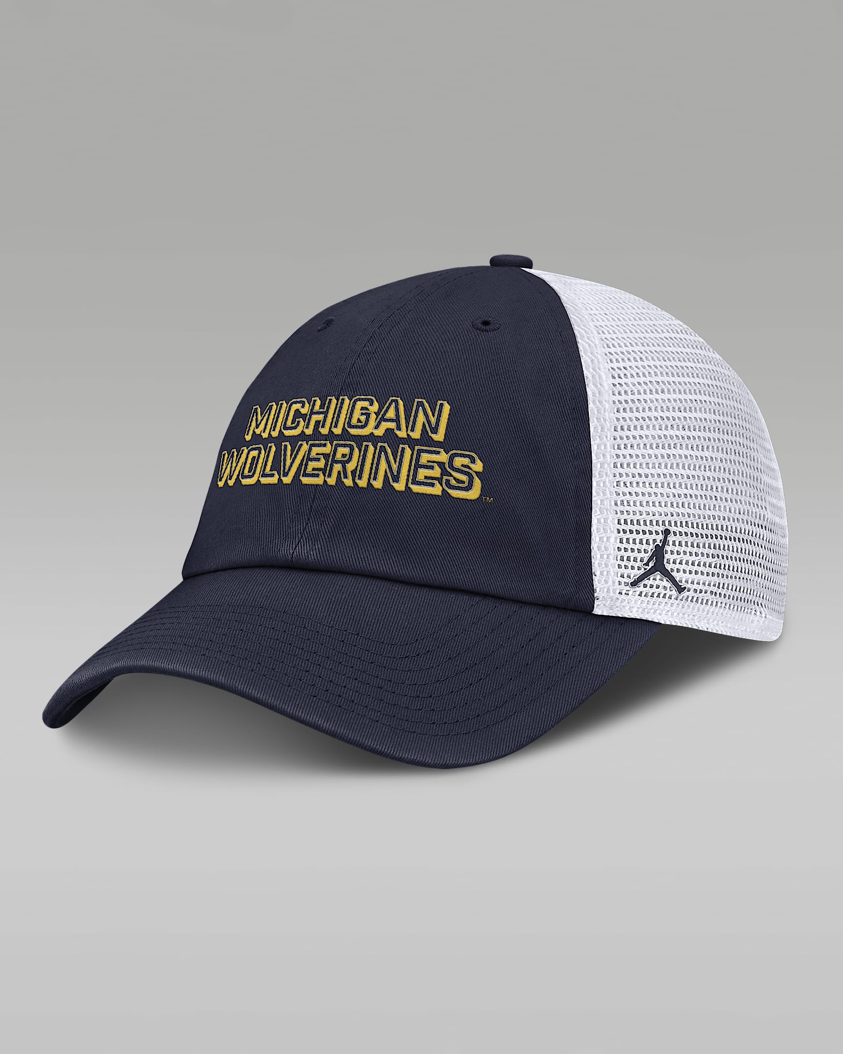 Michigan On-Field Club Gameday Men's Jordan Brand College Trucker Adjustable Hat - Navy