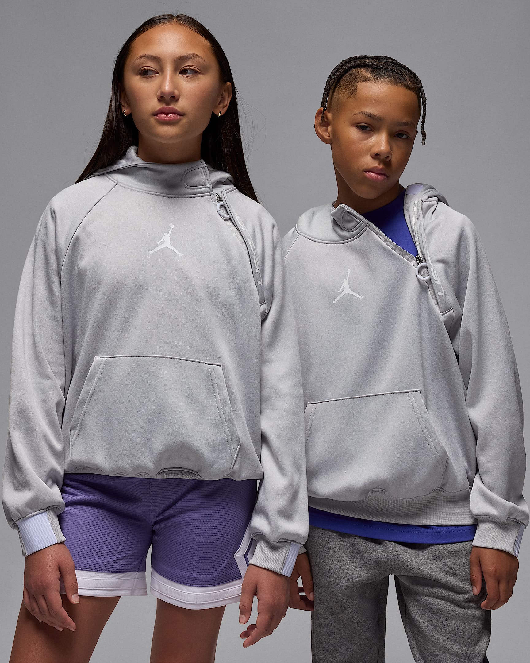 Jordan Therma-FIT Big Kids' Ease Fleece Hoodie - Light Grey Heather