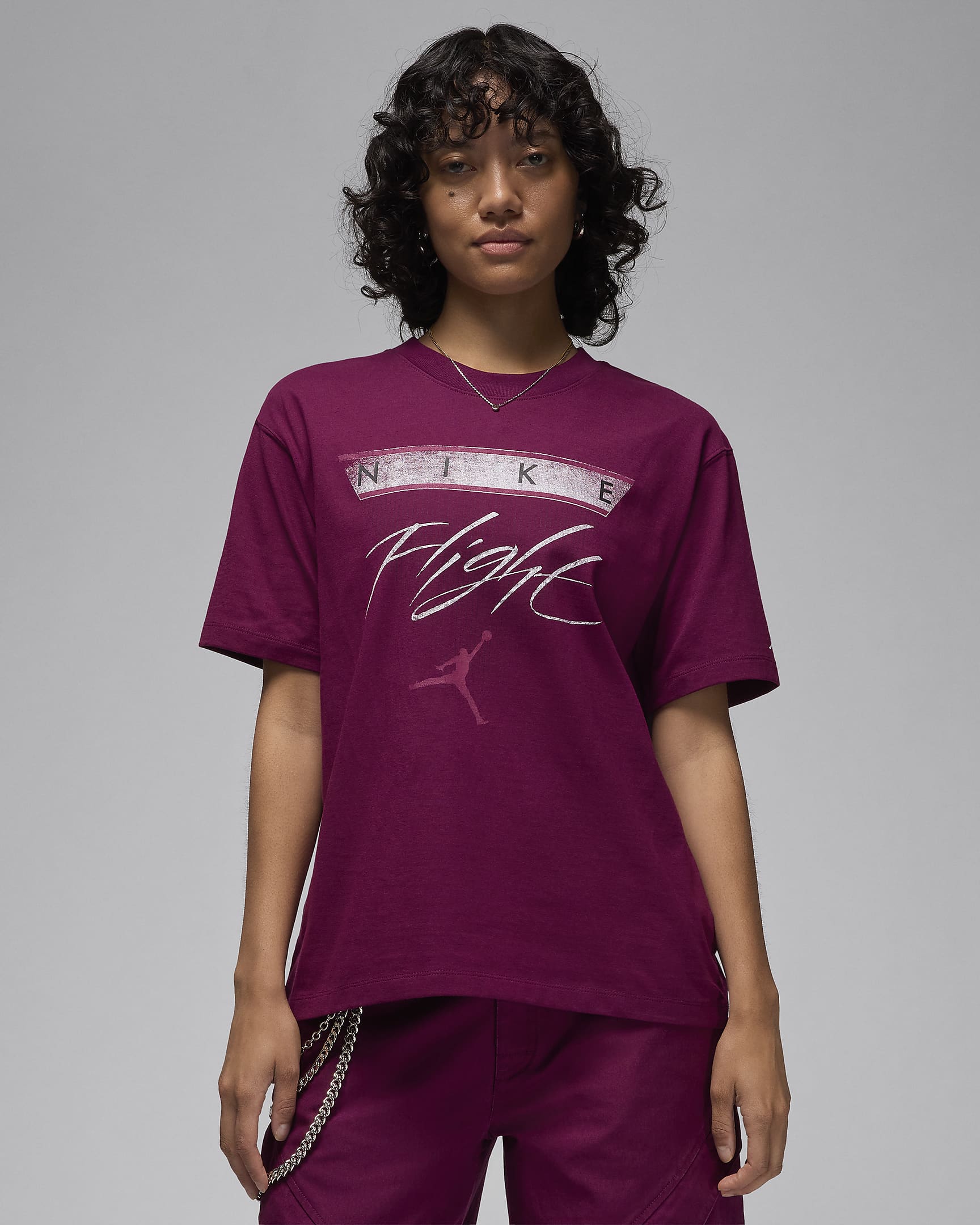 T-shirt com grafismo Jordan Flight Heritage para mulher - Bordô