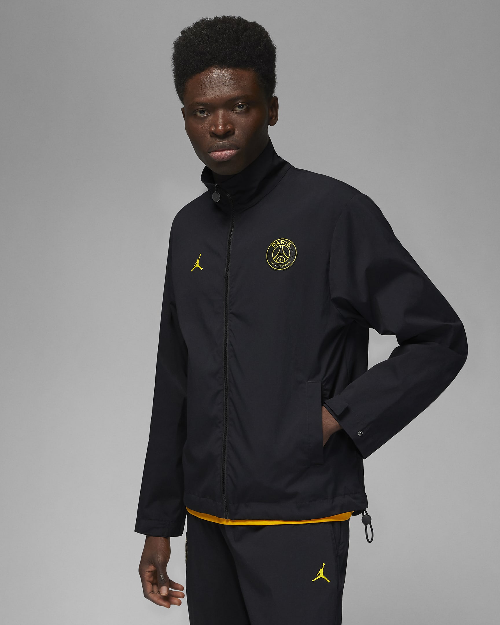 Paris Saint-Germain Men's Woven Jacket - Black/Tour Yellow/Tour Yellow