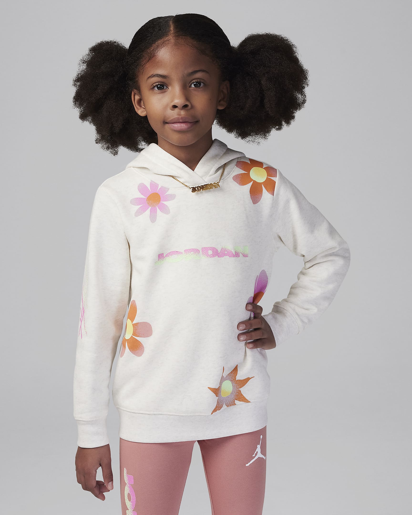 Jordan Deloris Jordan Flowers Little Kids' Pullover Hoodie Set - Red Stardust