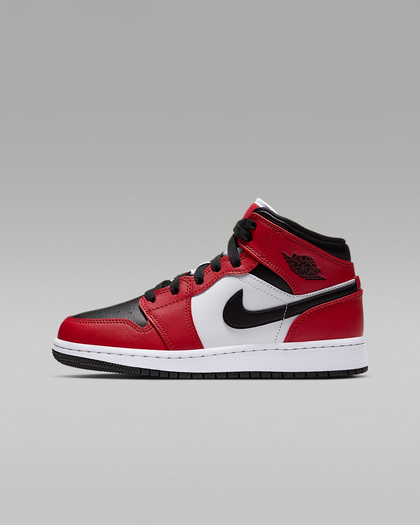 Chaussure Jordan 1 Mid pour ado - Noir/Gym Red/Noir