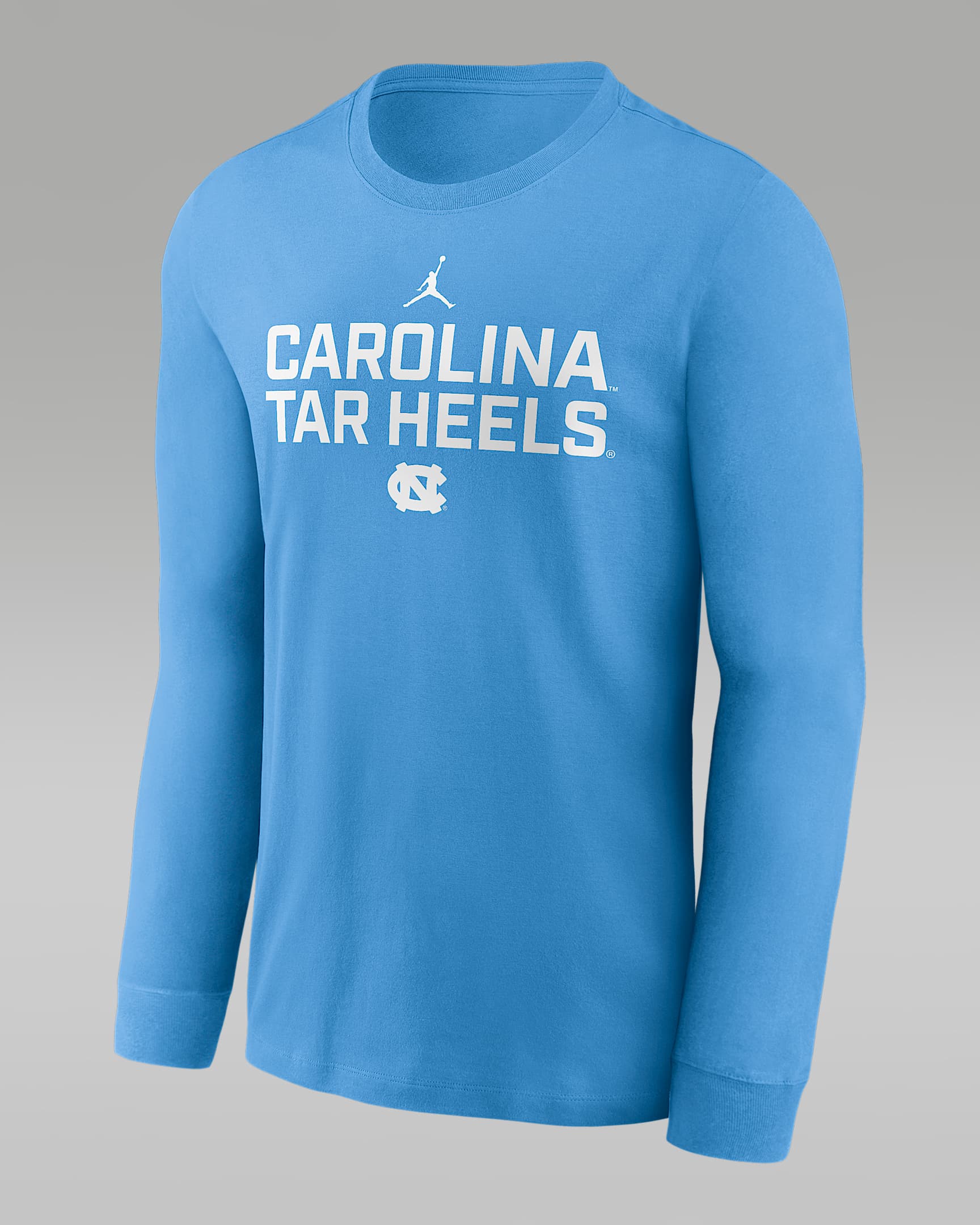 Playera de manga larga universitaria Dri-FIT de la marca Jordan para hombre North Carolina Sideline - Azul claro