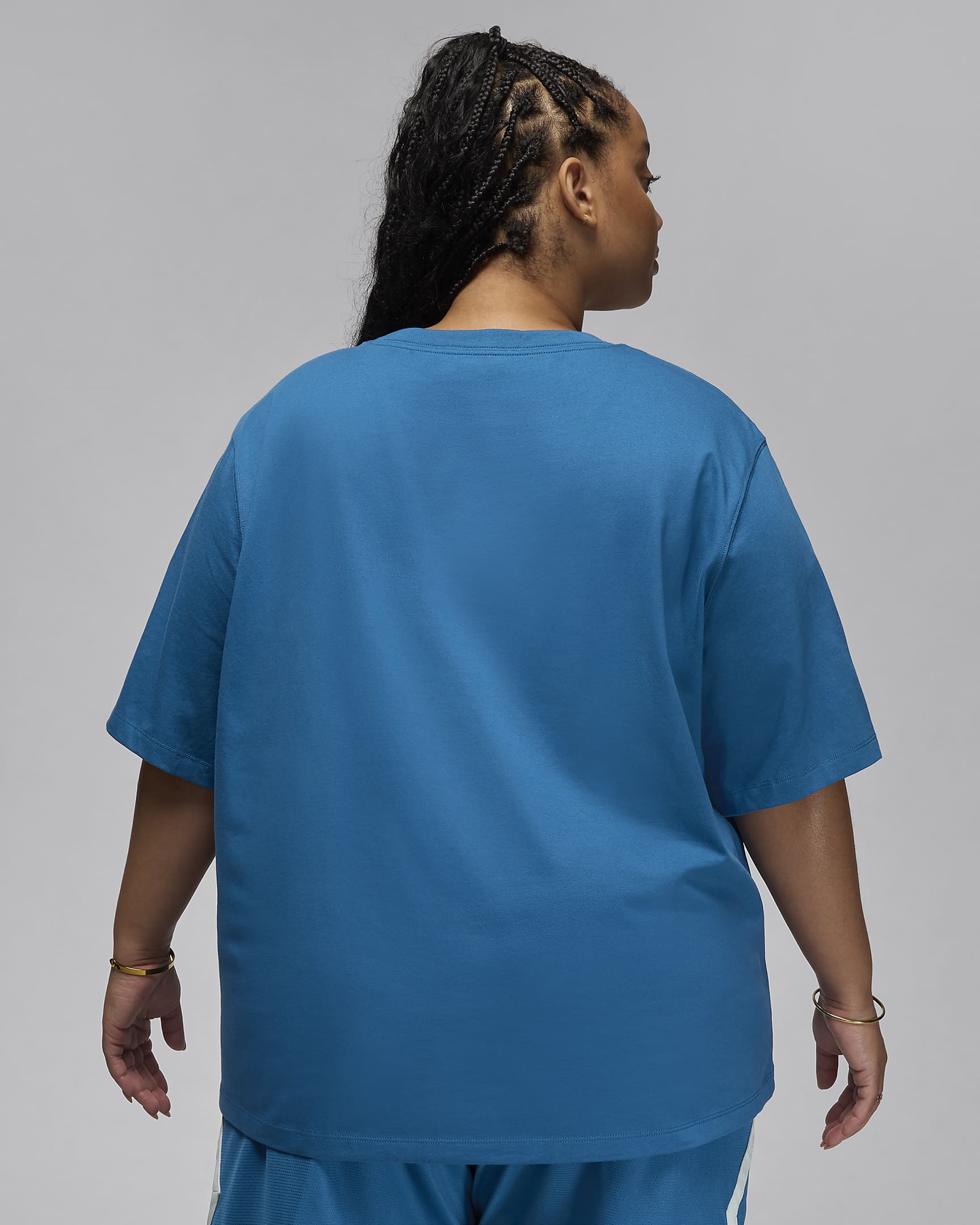 T-shirt Girlfriend Jordan Essentials (Plus size) – Donna - Industrial Blue/Bianco