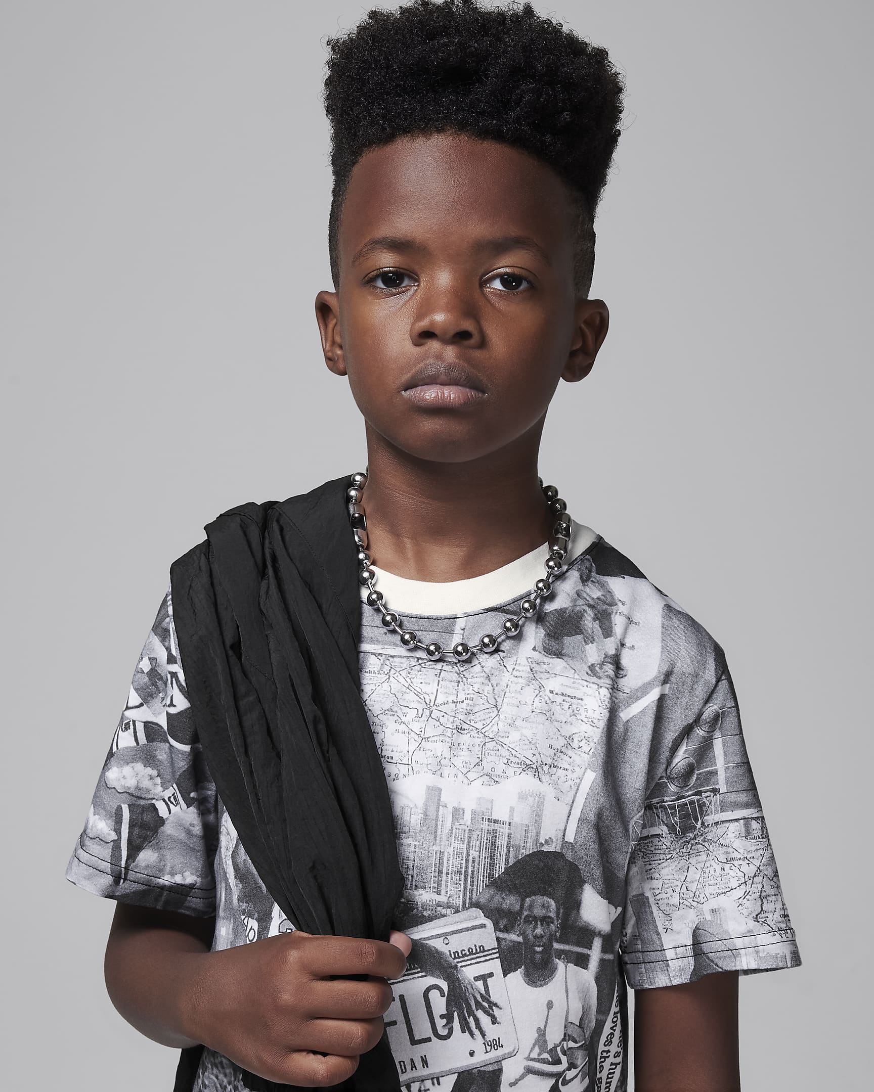 Jordan MJ Brooklyn Older Kids' Collage Printed T-Shirt - Black