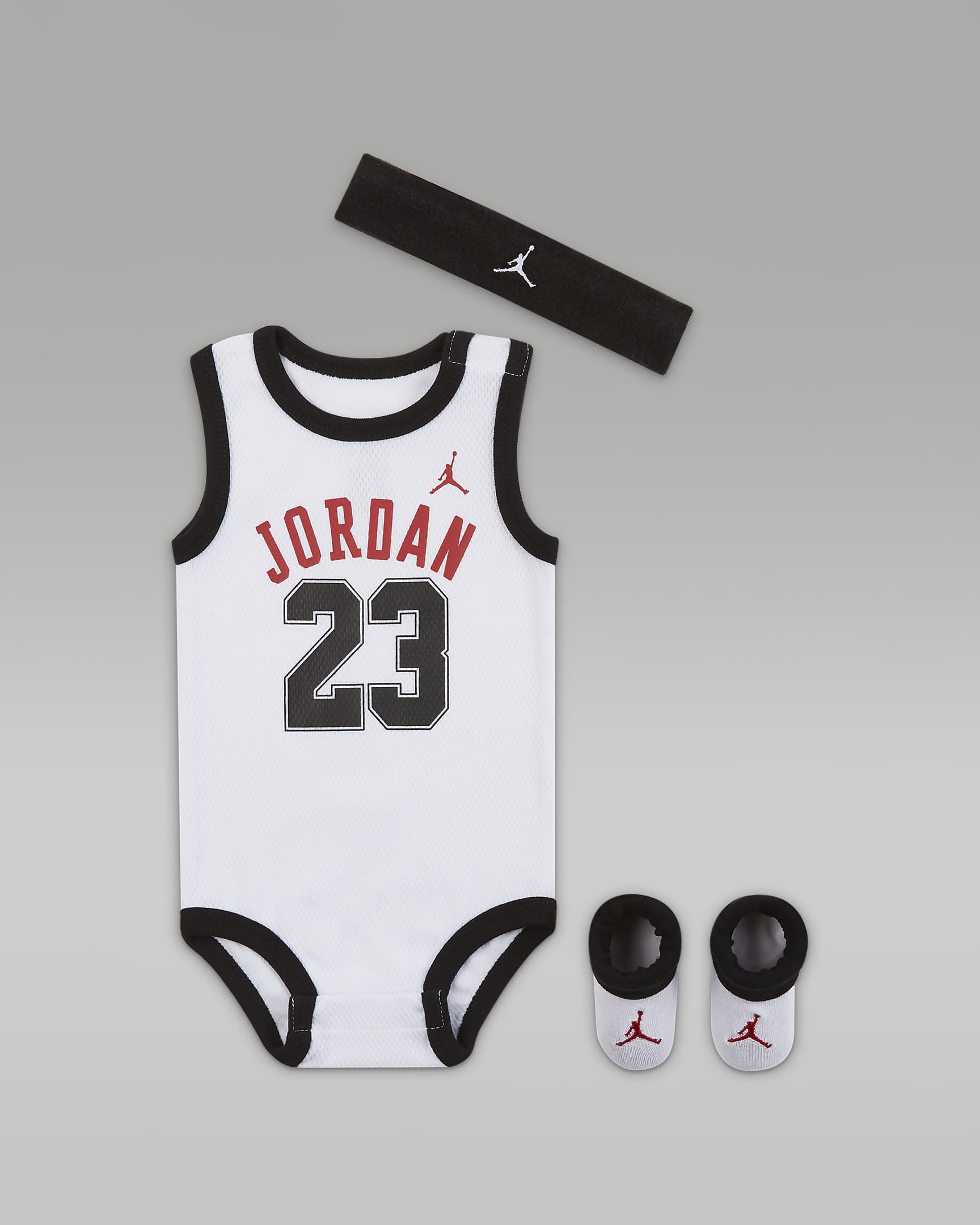 Jordan 3-Piece Mesh Jersey Bodysuit Box Set Baby 3-Piece Bodysuit Box Set - White