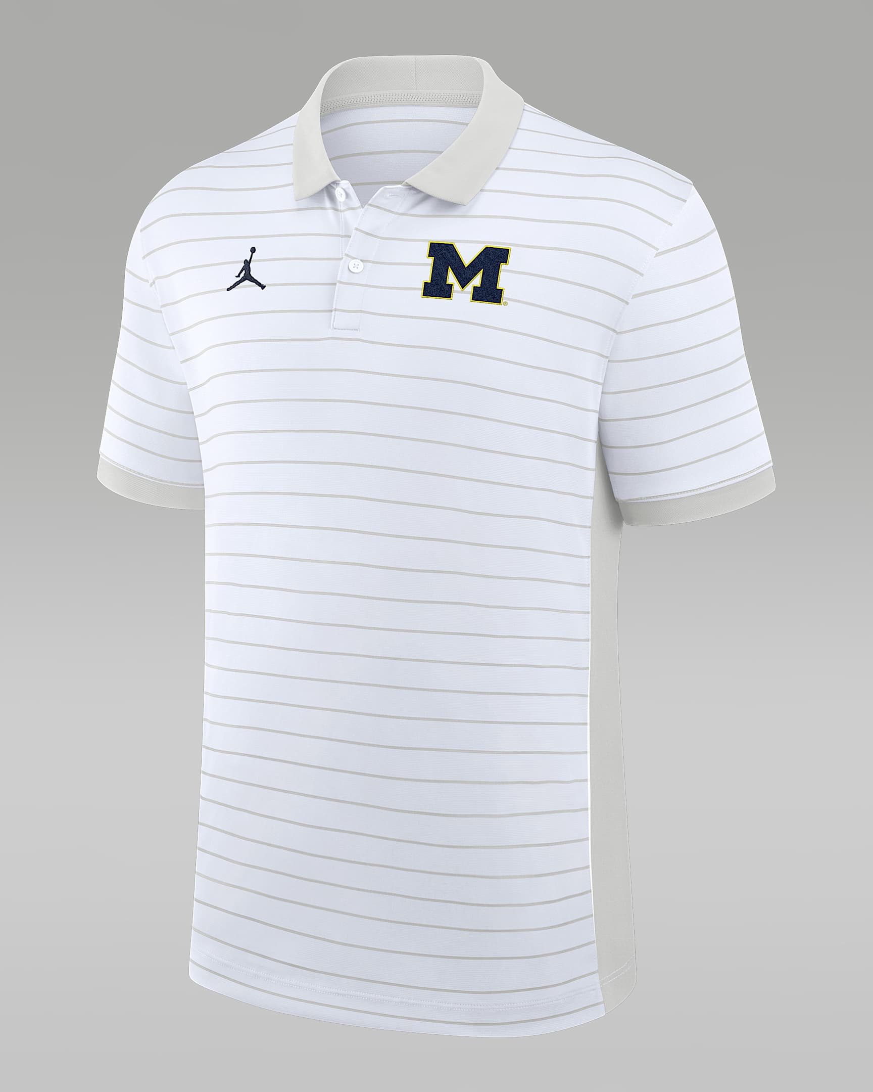 Michigan Sideline Victory Stripe Men's Jordan Brand Dri-FIT College Polo - White