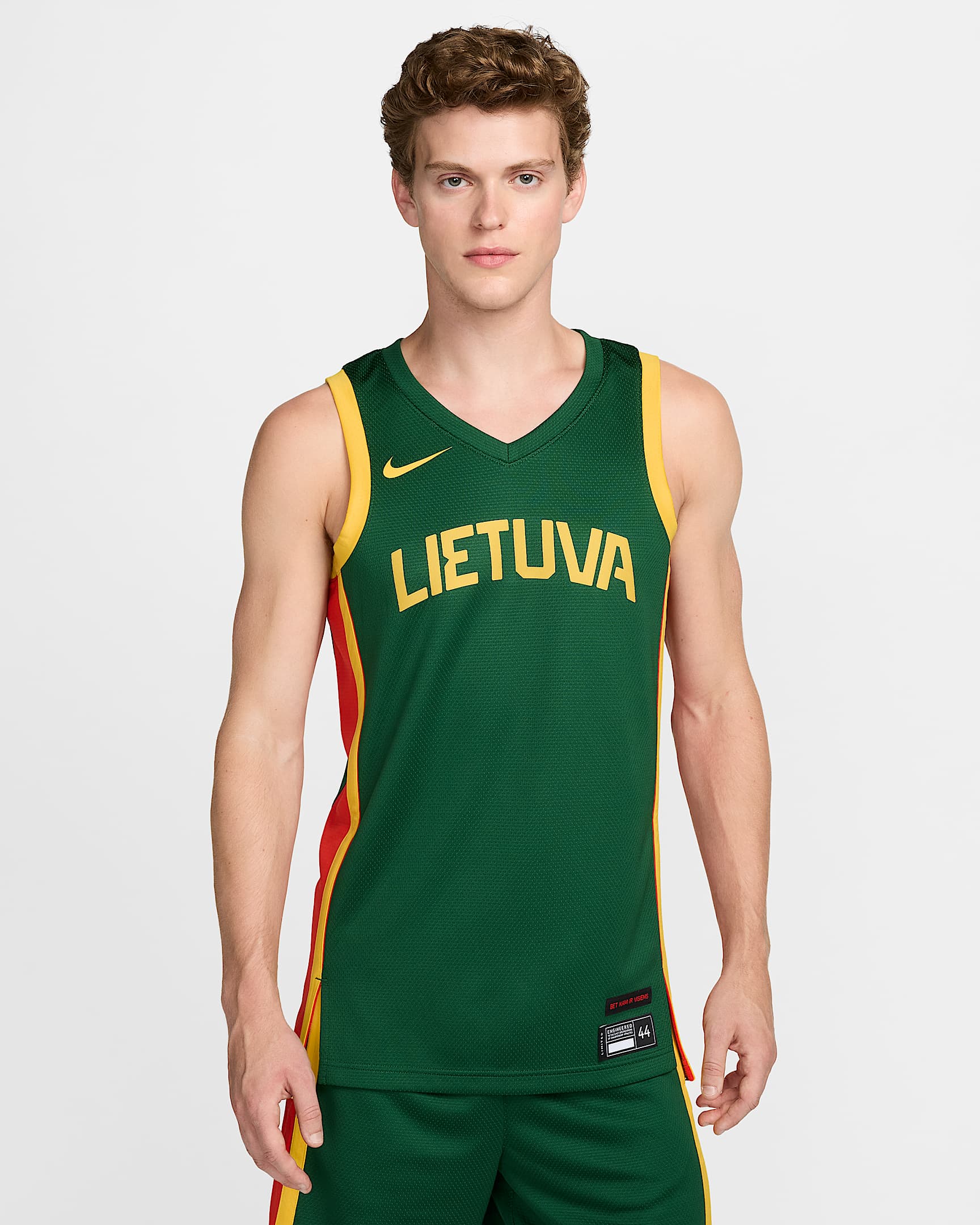Litvanya Sınırlı Üretim Deplasman Nike Erkek Basketbol Forması - Gorge Green/Chile Red
