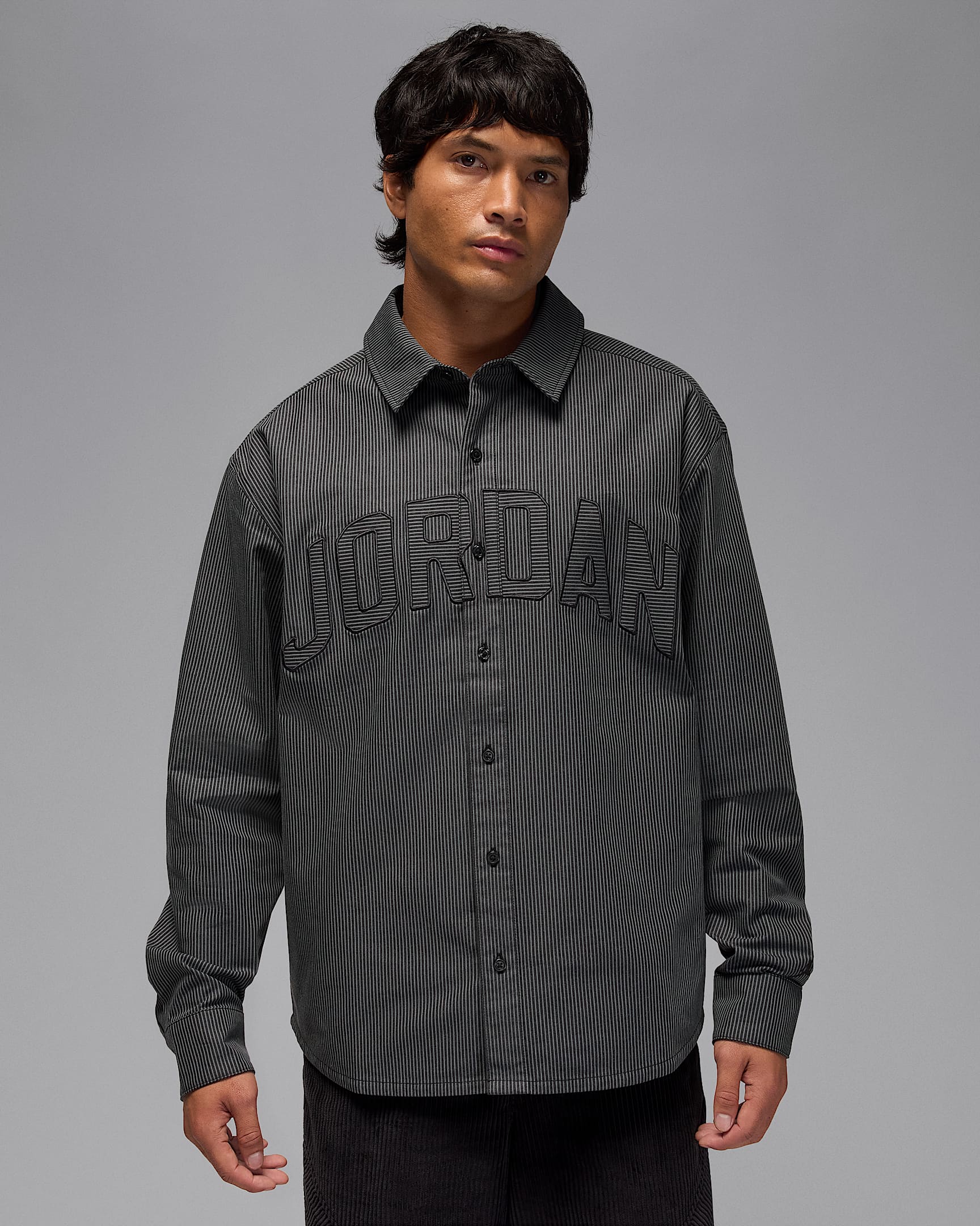 Jordan Flight Men's Oxford Long-Sleeve Top - Black/Iron Grey/Black