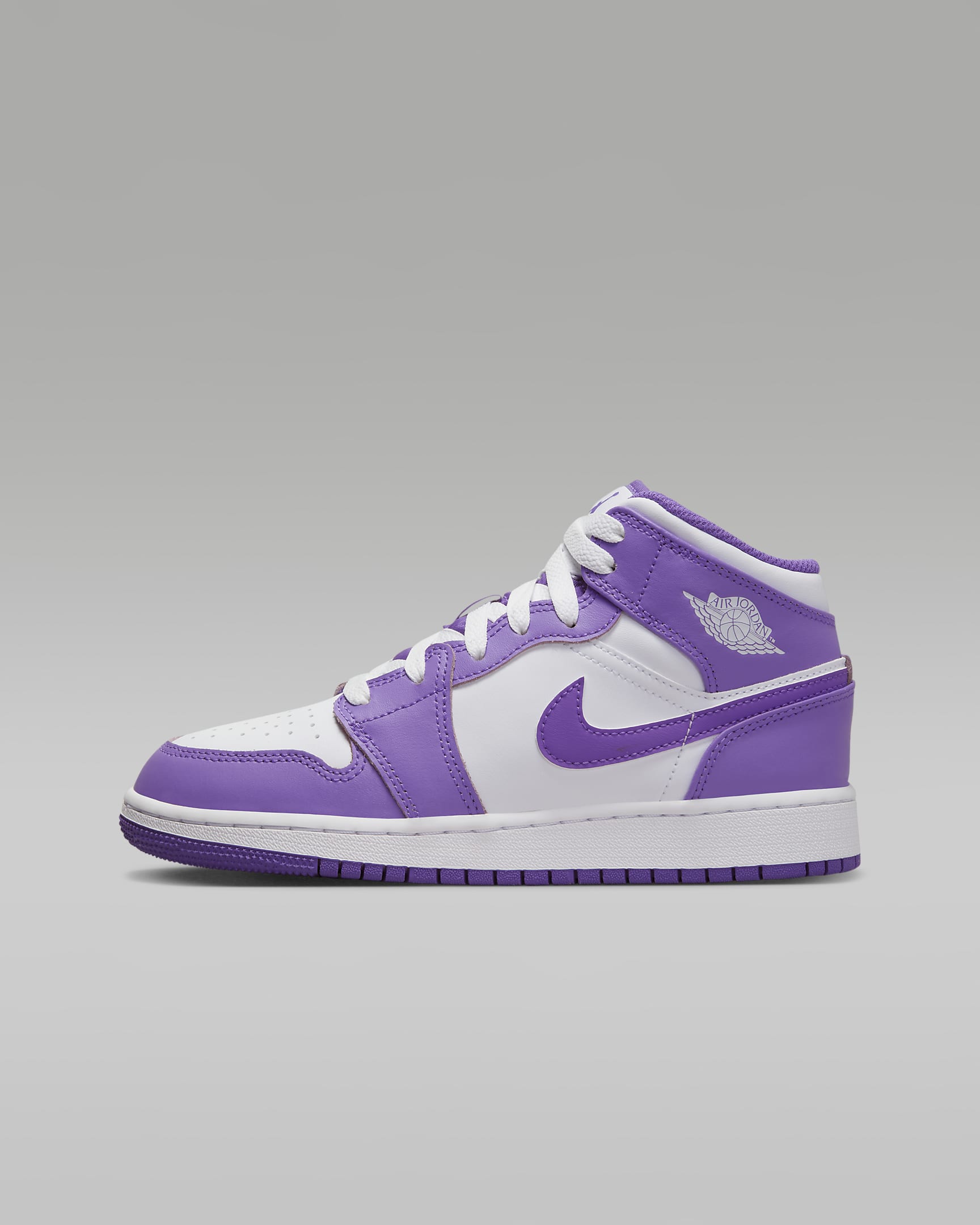 Air Jordan 1 Mid Older Kids' Shoes - Purple Venom/White