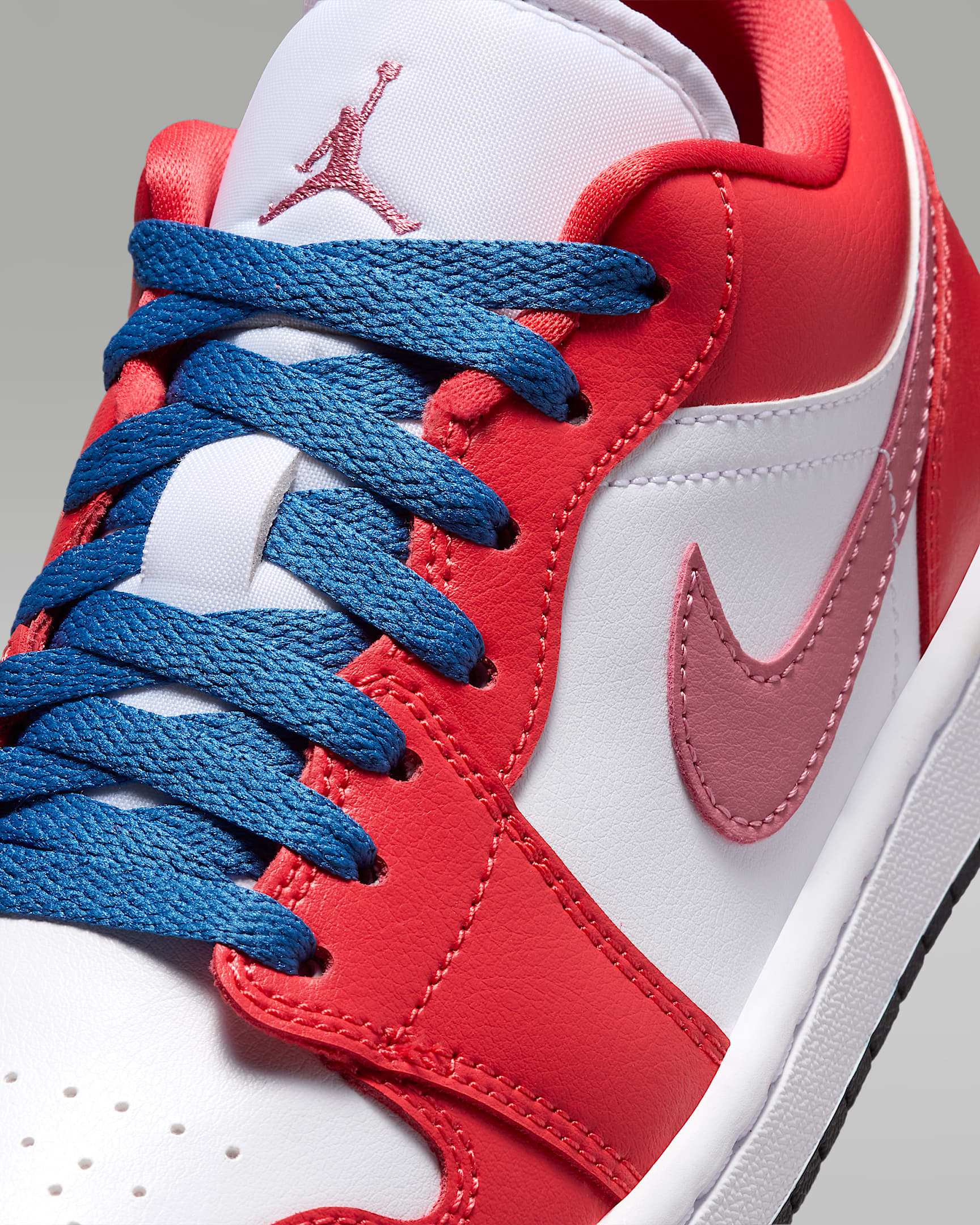 Air Jordan 1 Low Women's Shoes - Track Red/White/Desert Berry/True Blue
