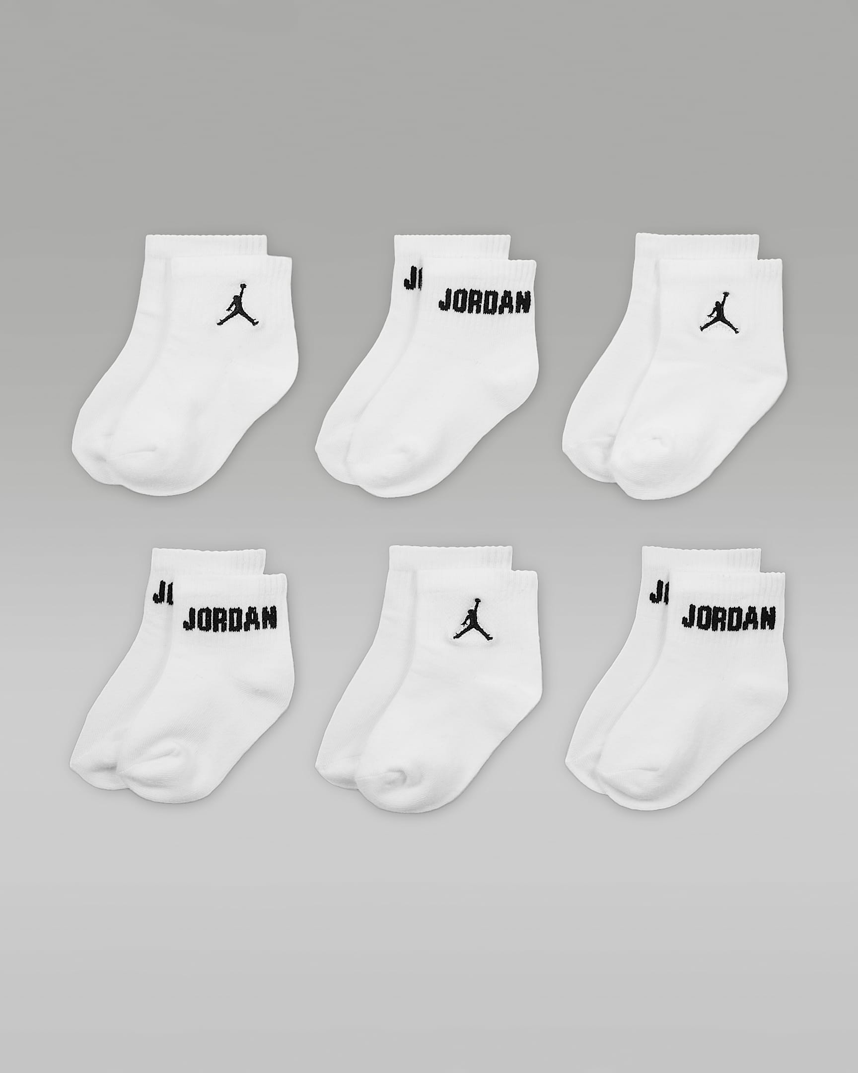 Κάλτσες μέχρι τον αστράγαλο Jordan Everyday Essentials για βρέφη και νήπια (έξι ζευγάρια) - Λευκό