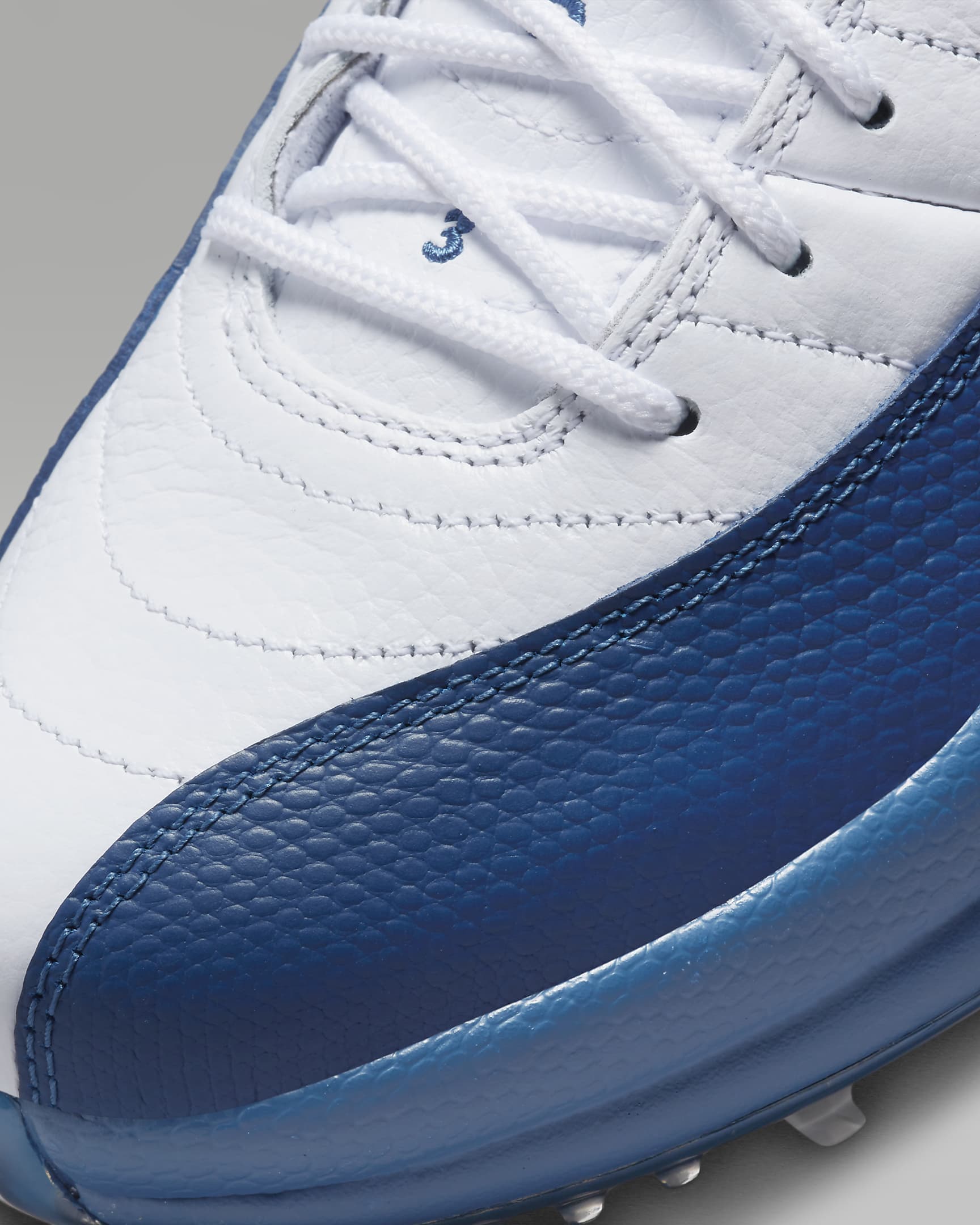 Air Jordan 12 Low Golf Shoes - White/Metallic Silver/Varsity Red/French Blue