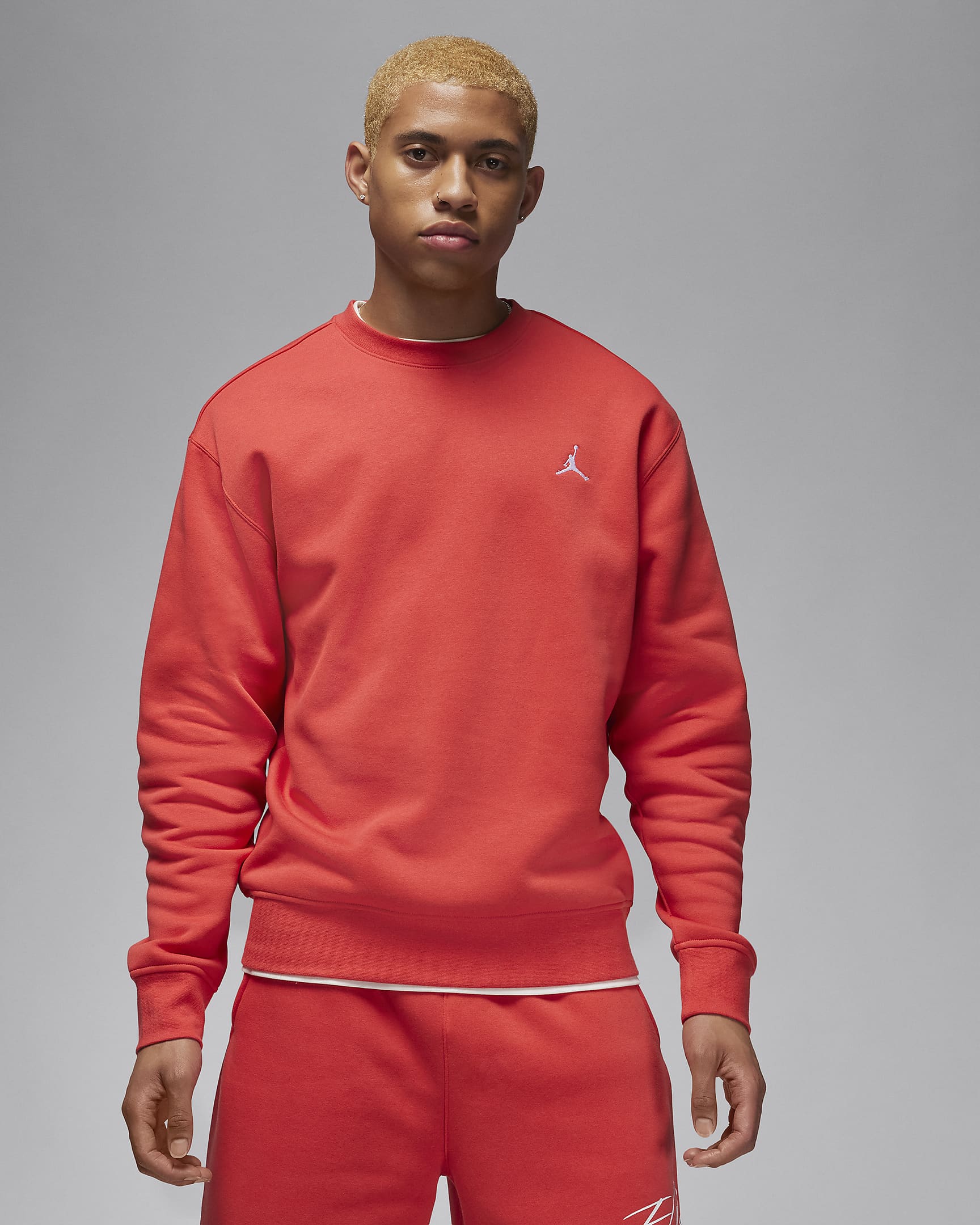 Jordan Brooklyn Fleece sweatshirt met ronde hals voor heren - Lobster/Wit