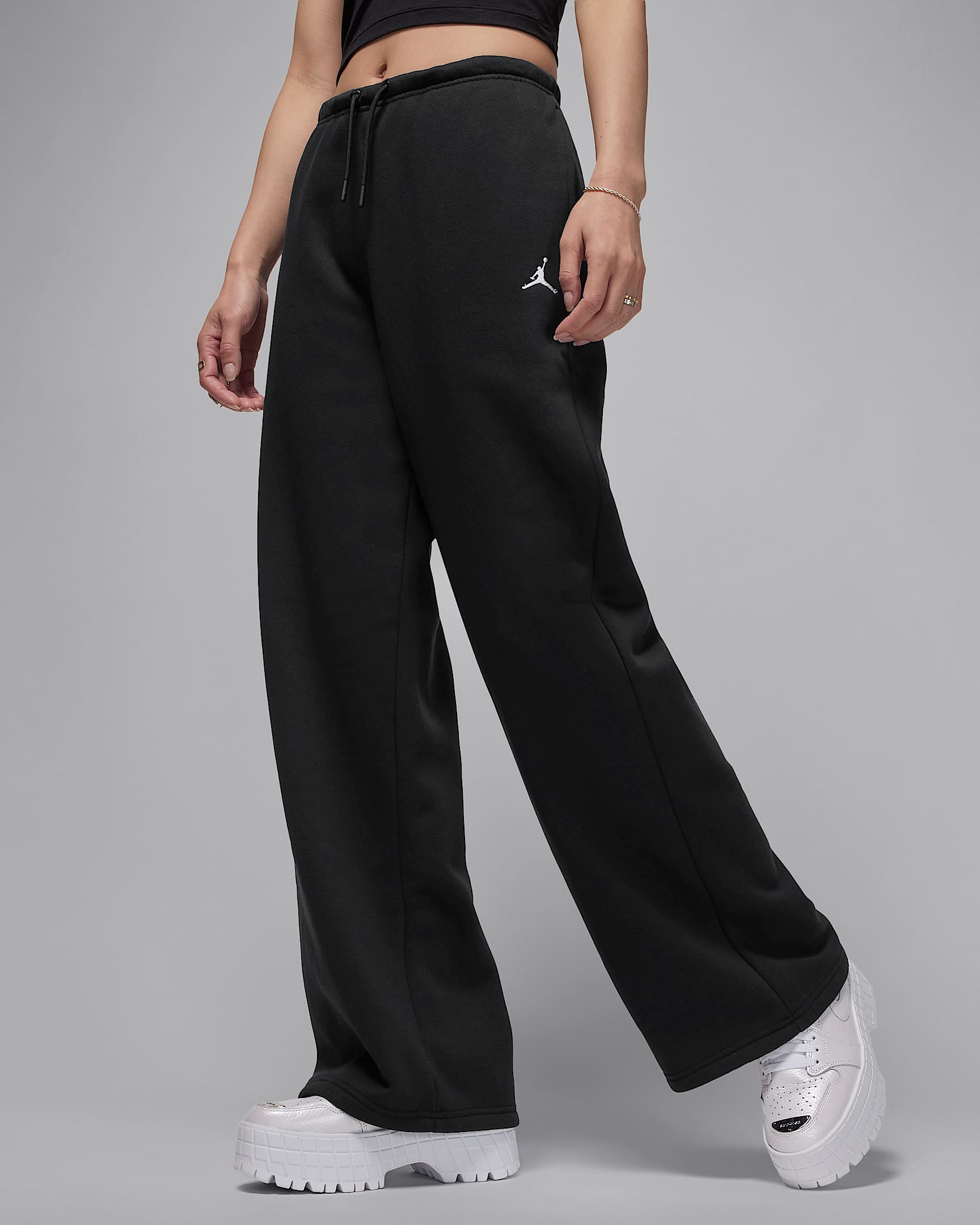Jordan Brooklyn Fleece Women's Open-Hem Pants - Black/White