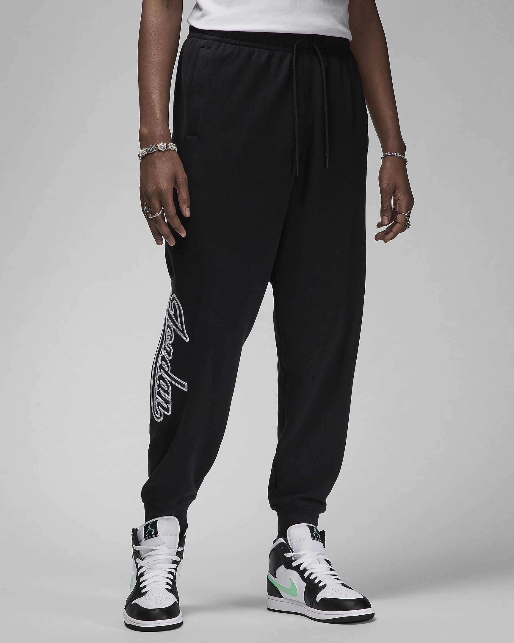 Jordan Flight MVP Men's Lightweight Fleece Trousers - Black/White/White