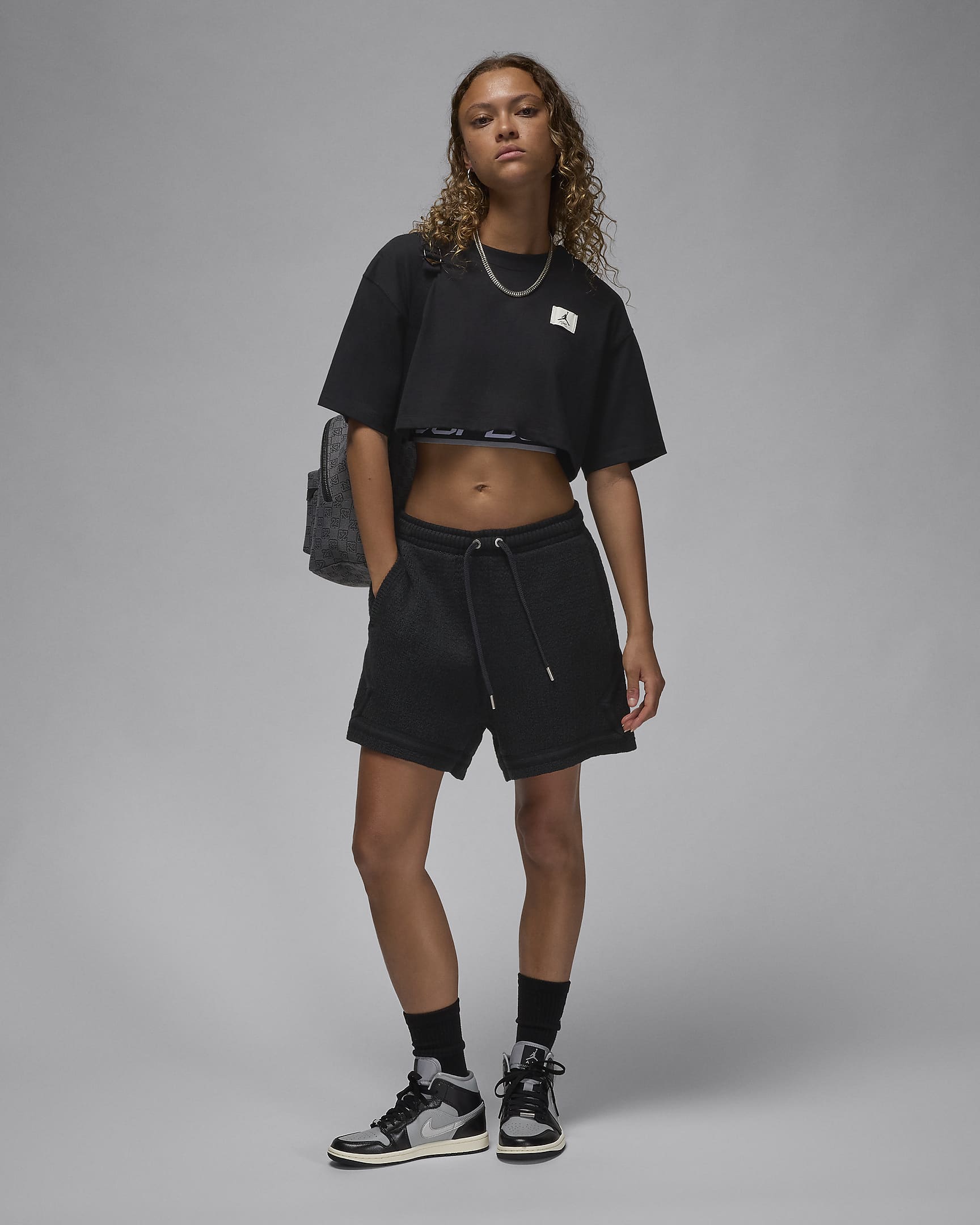 Maskinstrikkede Air Jordan-shorts til kvinder - Off Noir