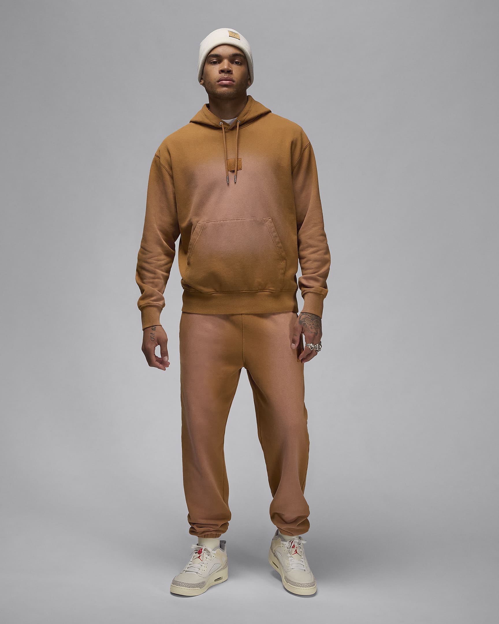 Jordan Flight Fleece hettegenser til herre - Desert Bronze