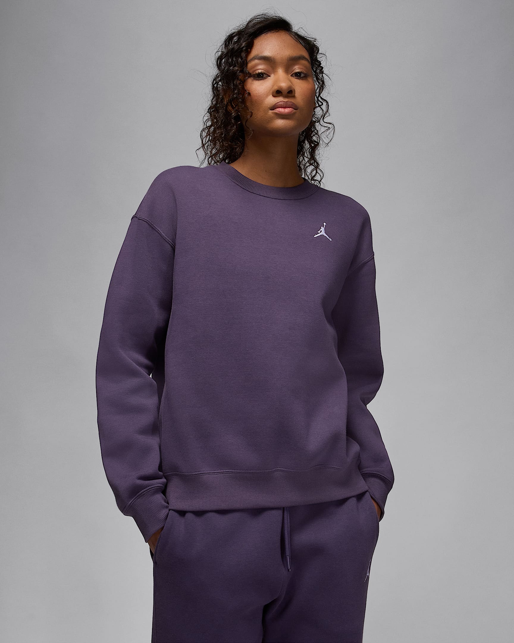 Jordan Brooklyn Fleece Women's Crew-Neck Sweatshirt - Dark Raisin/White