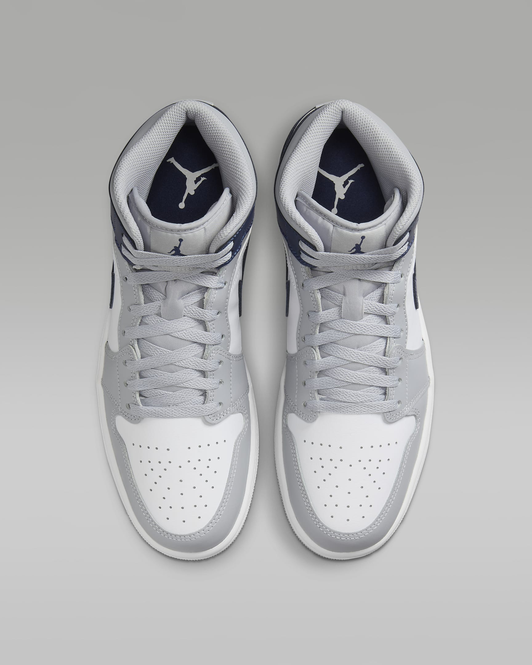 Air Jordan 1 Mid Men's Shoes - White/Wolf Grey/Midnight Navy