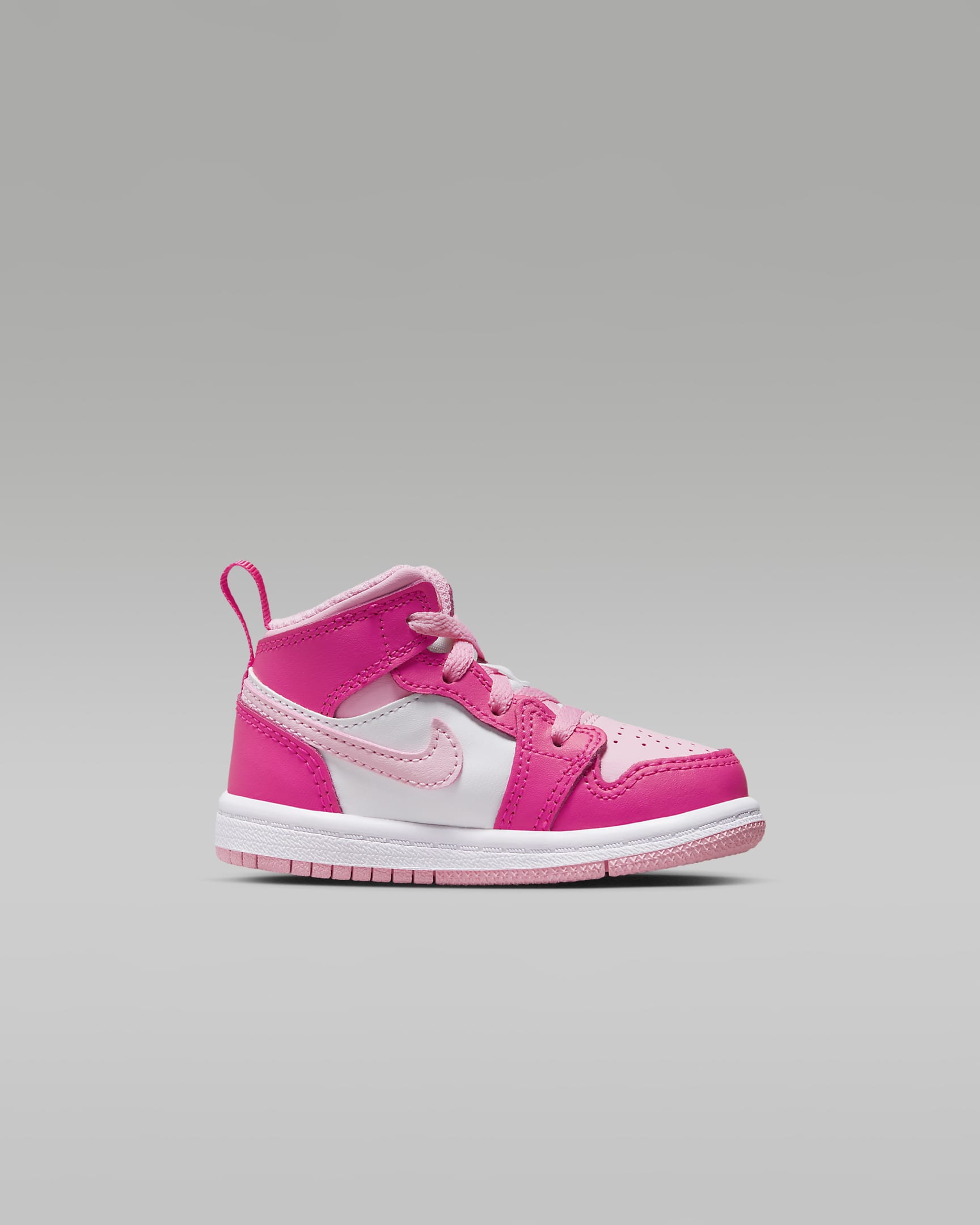 Jordan 1 Mid sko til sped-/småbarn - Hvit/Fierce Pink/Medium Soft Pink