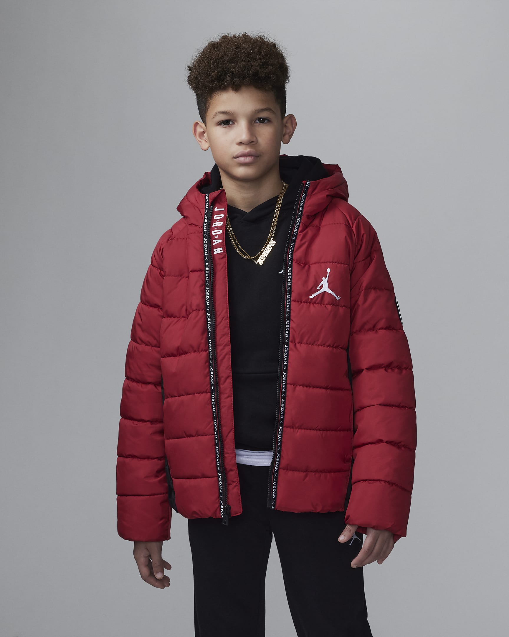 Jordan schwere Puffer-Jacke mit Kapuze für ältere Kinder - Gym Red